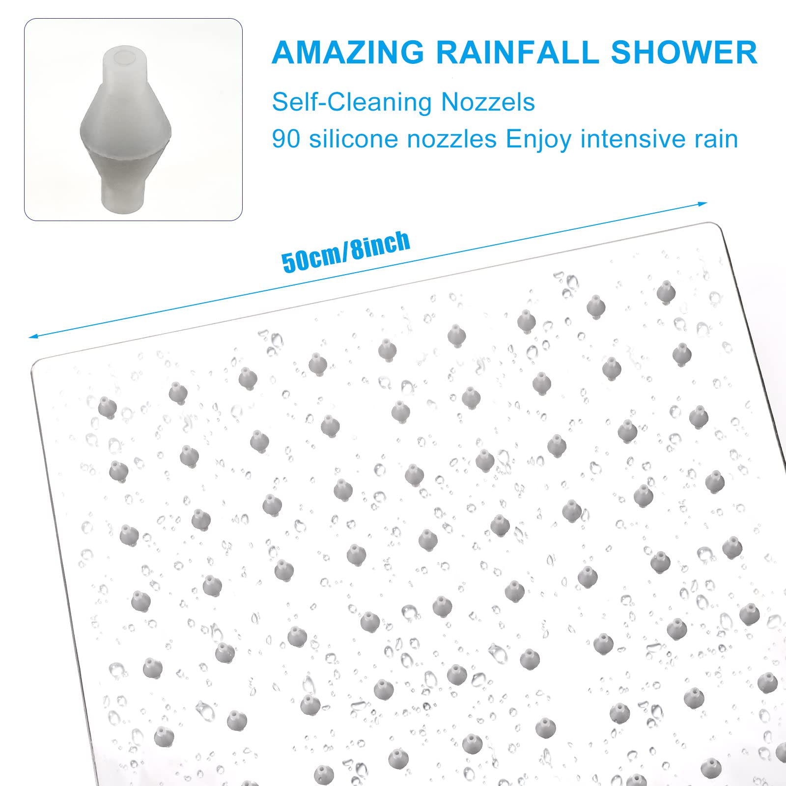 12 Inch Square High Pressure Shower Head - 360° Adjustable Angle Rainfall Showerhead with Universal Fit for Bathroom Replacement - Perfect for Spa-Like Relaxation & Modern Bathroom Upgrades