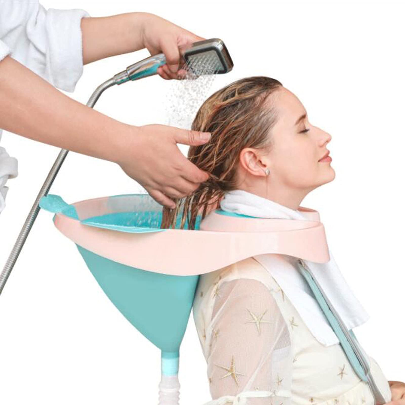 Foldable Portable Shampoo Basin with Removable Drain Pipe - Lightweight Hair Washing Bowl for Elderly, Pregnant Women & Bedridden Patients - Perfect for Home Care, Salon Use & Travel Hair Wash Needs