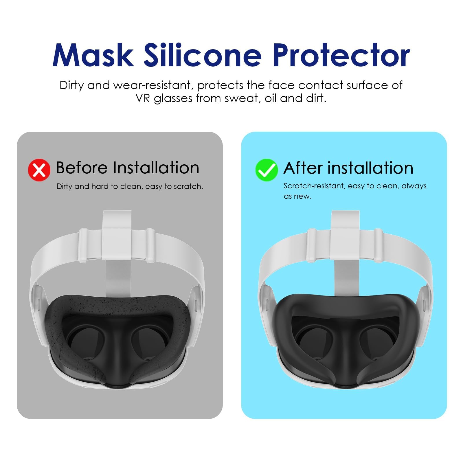 Meta Quest 3 VR Silicone Face Mask - Lightproof & Sweatproof VR Accessories for Enhanced Immersion (Black) - Perfect for Gaming, Fitness VR & Long Play Sessions