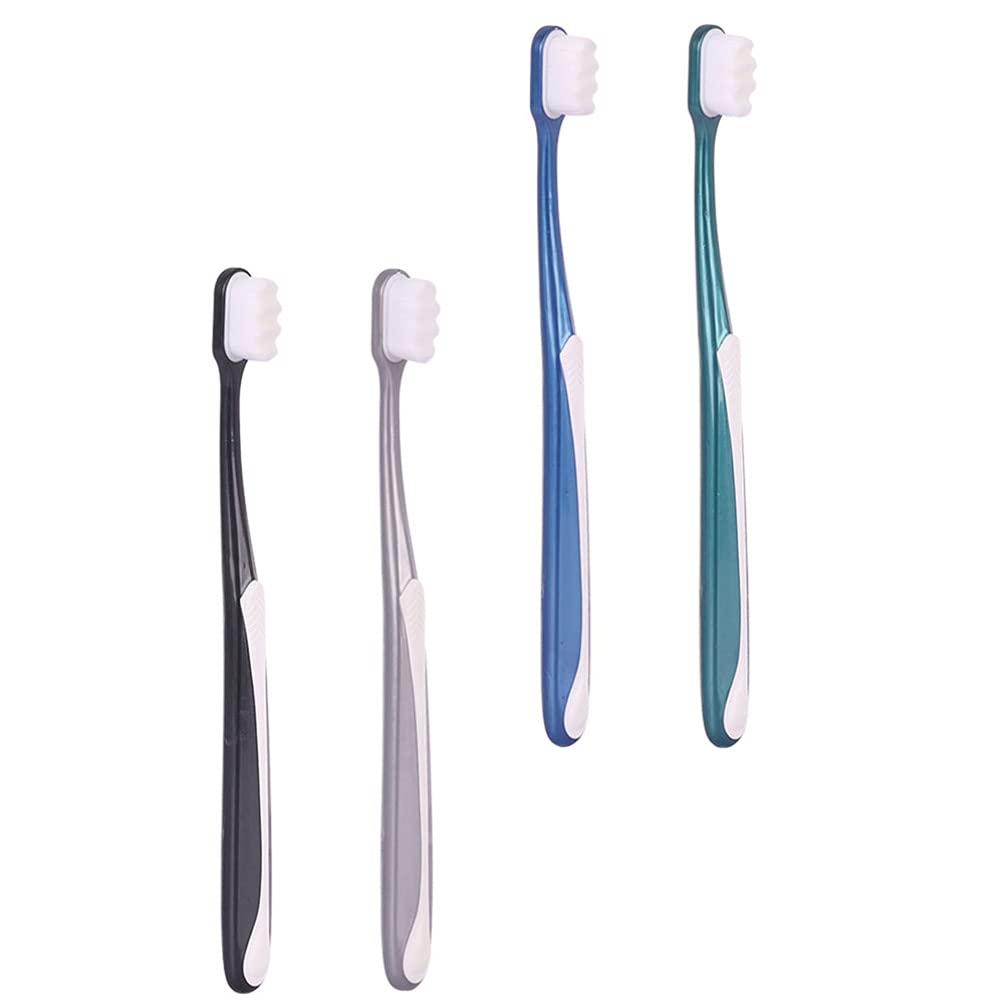 DOITOOL 4-Pack Soft Bristle Manual Toothbrushes for Adults - Gentle Cleaning for Sensitive Teeth & Gums, Charcoal Infused, Multi-Color - Perfect for Travel, Home & Office Use