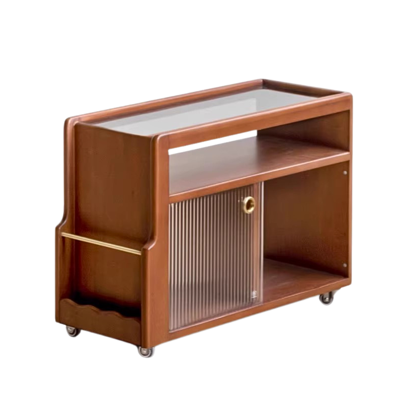 27.9x11.4x19.9 inch/ 71x29x50.5cm/ Teak color/ Poplar solid wood moving side table
