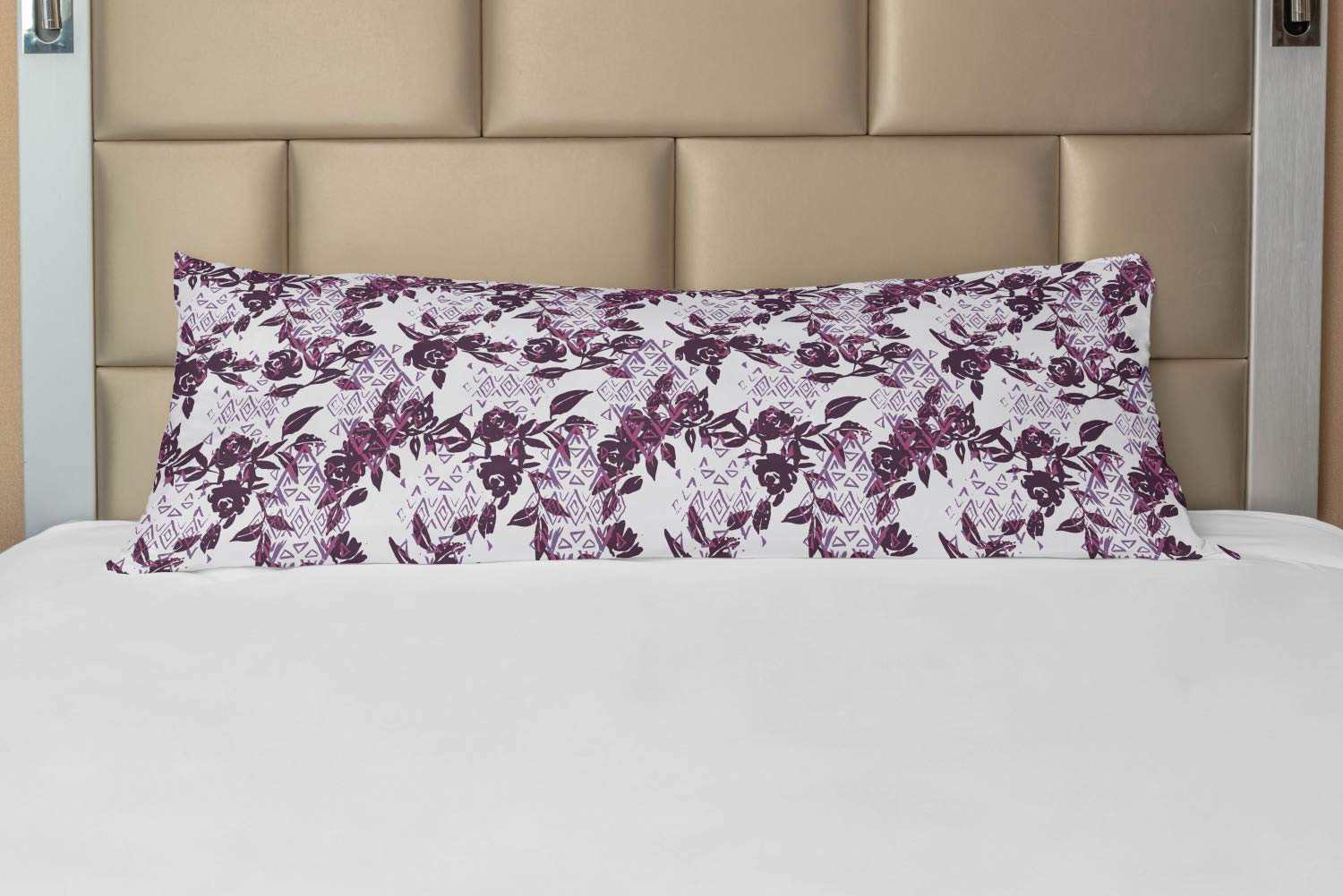 Ambesonne Vintage Watercolor Rose Body Pillow Cover with Zipper - 21x54 Inch Floral Bohemian Decorative Pillowcase in Plum, Dried Rose & Lavender | Perfect for Bedroom Decor, Sofa Accent & Cozy Home Styling