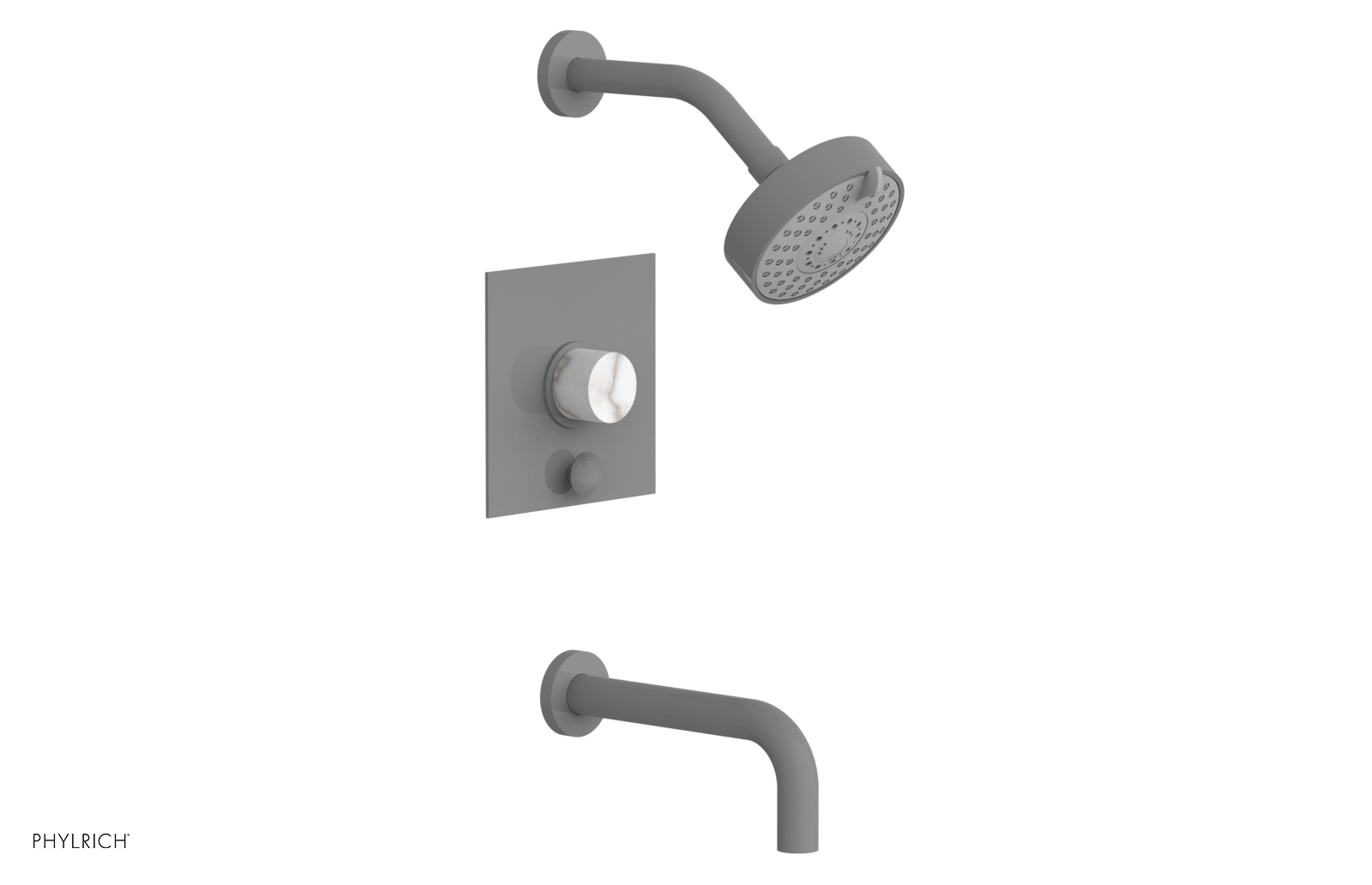 BASIC II Pressure Balance Tub and Shower Set - White Marble Finish 230S 28 - Perfect for Modern Bathroom Renovations & Spa-Like Shower Experience