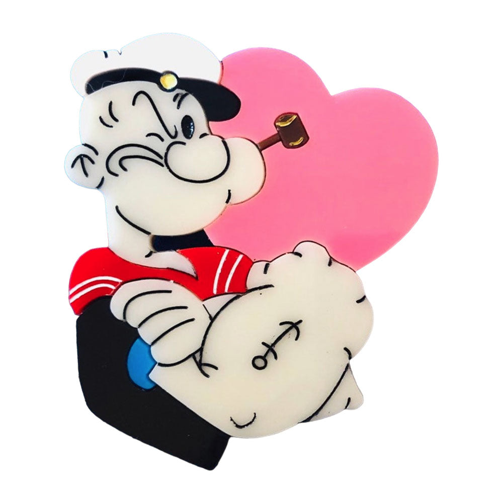Vintage Popeye Cartoon Acrylic Brooch Pin - Makokot Design Retro Collectible Jewelry for Fans, Cosplay & Fashion Accessories