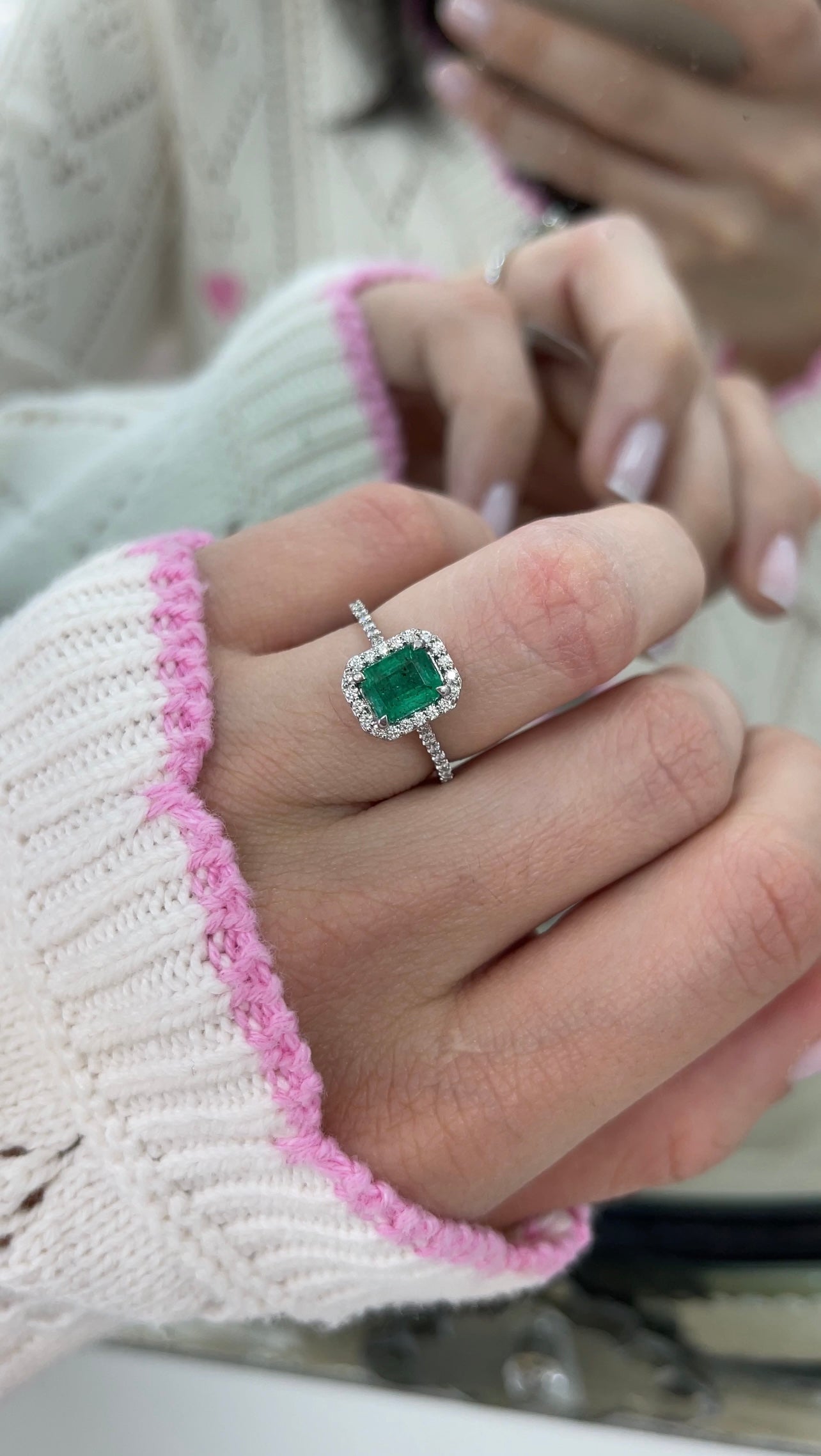 1.81tcw 14K Gold Emerald Cut Diamond Engagement Ring with Halo Shank - Elegant Green Gemstone Jewelry for Wedding, Proposal & Anniversary Gifts