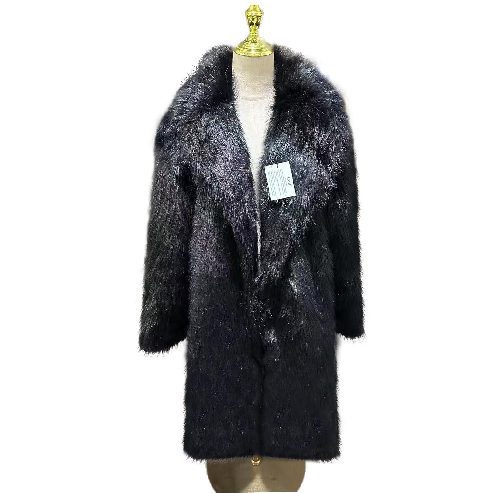 Men's Winter Long Sleeve Faux Fur Coat with Turn Collar - Warm Parka Jacket for Cold Weather | Perfect for Outdoor Activities, Snow Trips & Casual Winter Fashion