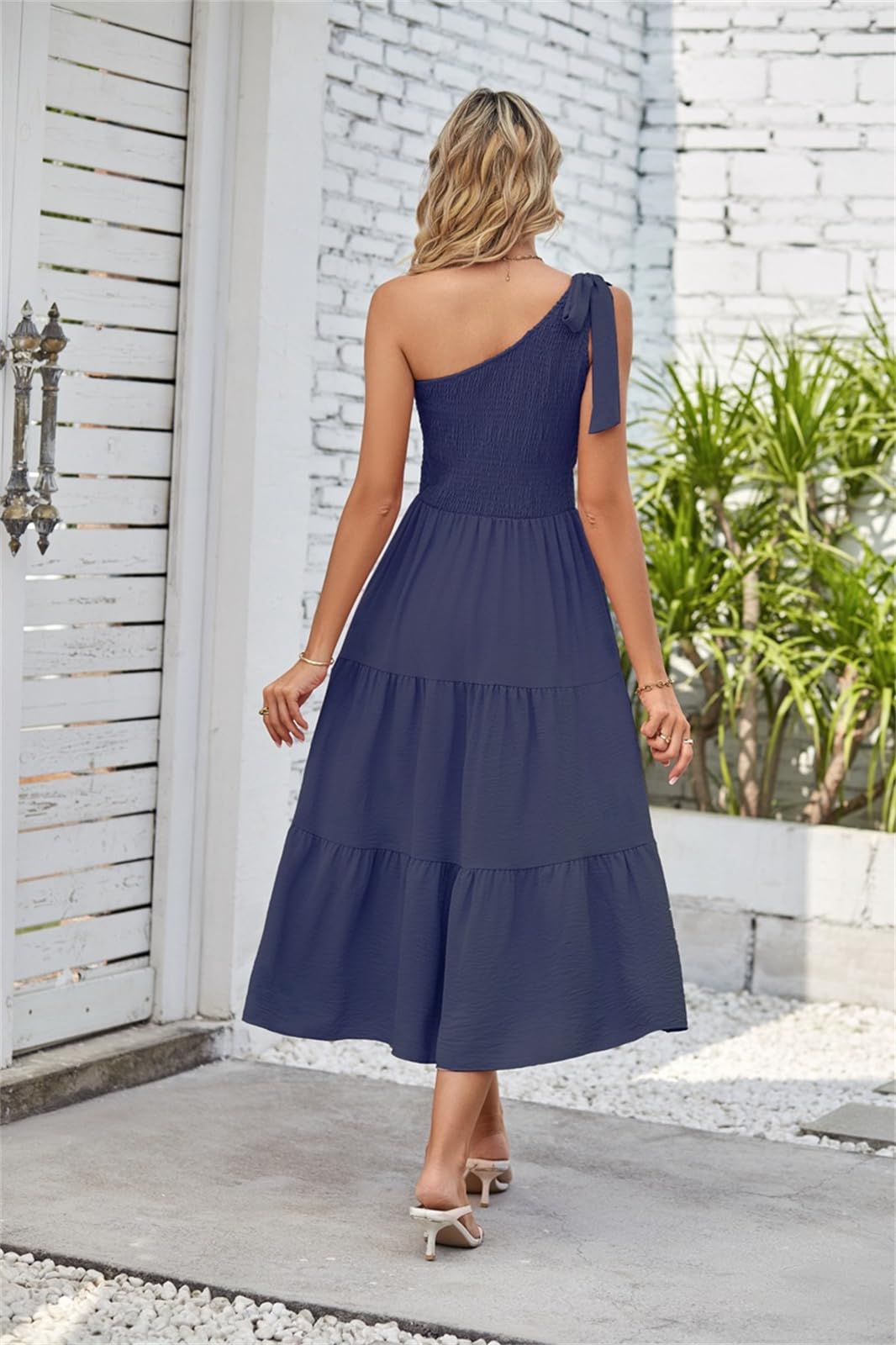 GOLDSTITCH Women's One Shoulder Long Maxi Dress - Sleeveless Summer Beach Party & Wedding Guest Dress with High Slit | Perfect for Vacations, Evening Events & Boho Outfits