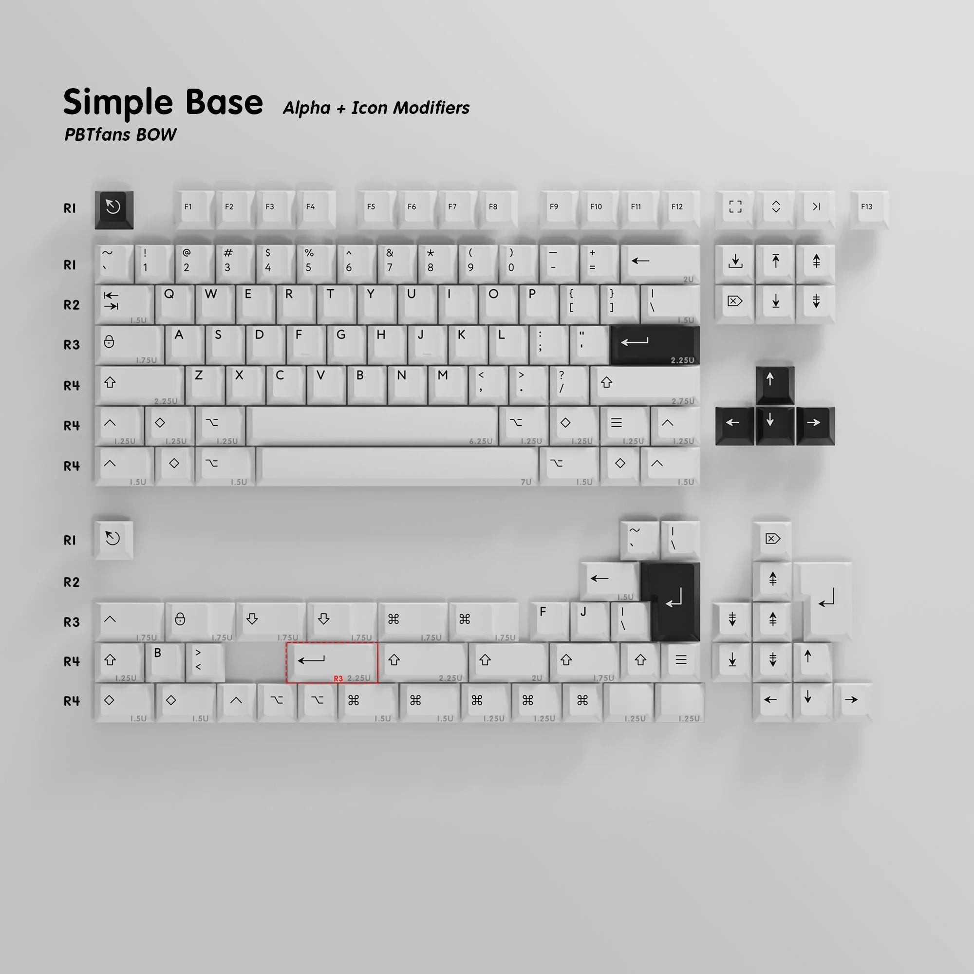 PBTfans BOW Keycaps - Premium PBT Keycap Set for Mechanical Keyboards (Cherry MX, Gateron, Kailh) - Perfect for Gaming, Typing & Custom Builds