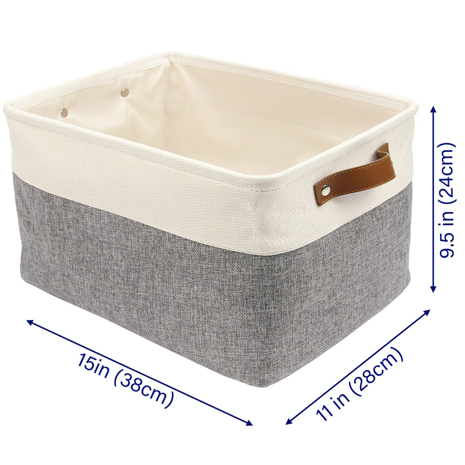 Foldable Storage Baskets 3-Pack with Handles - Home & Office Organizer for Shelves & Closets