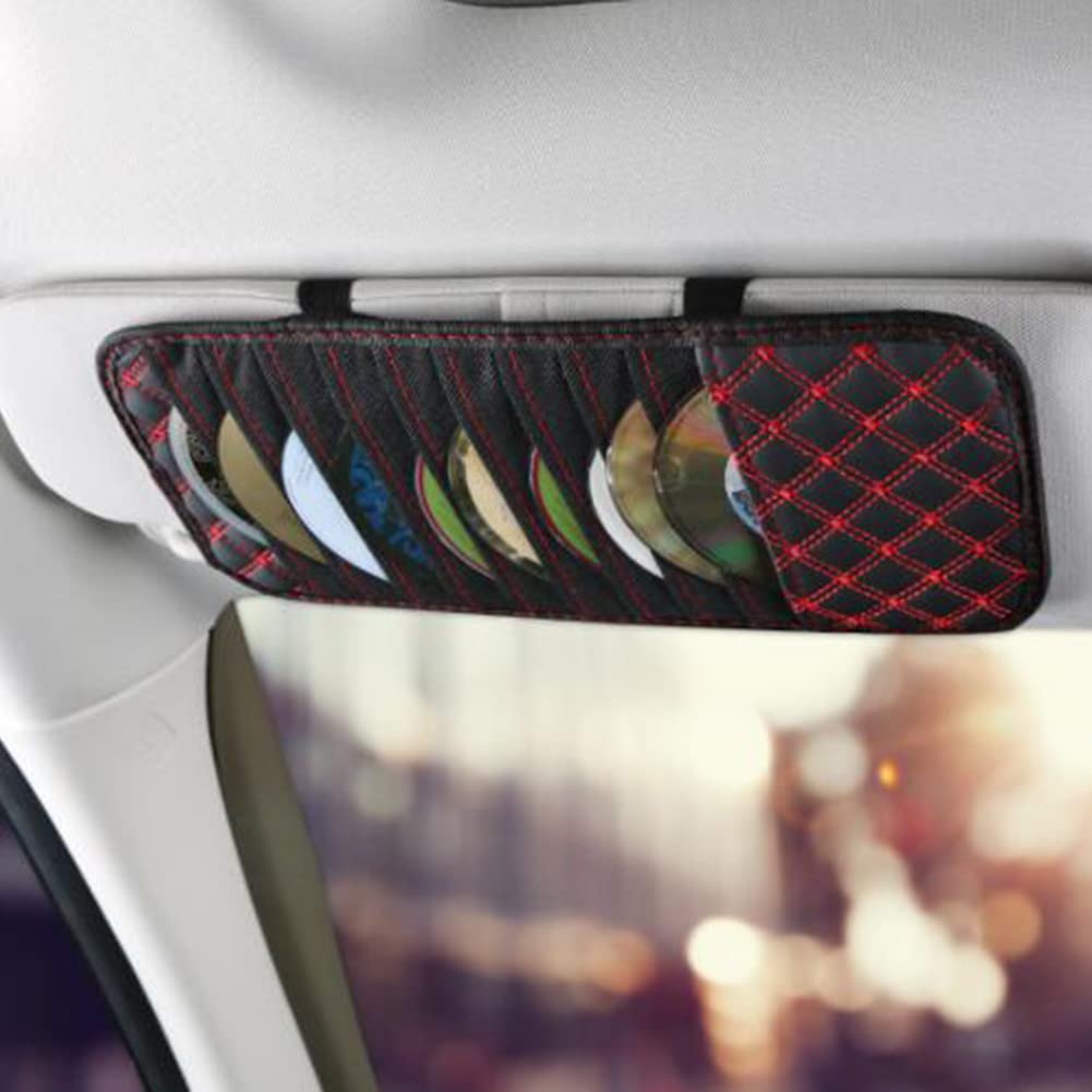 SEADEAR 10-Slot Car CD Holder & DVD Storage Case - Sun Visor Organizer for CDs & DVDs - Compact & Durable White Car Accessory (Perfect for Road Trips, Commuting & Music Lovers)