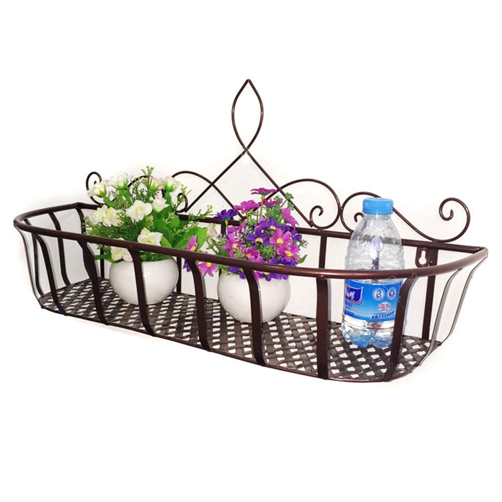 LXTIN Outdoor Iron Flower Stand - Wall Mounted Hanging Plant Shelf for Windows, Balcony & Garden - 3 Sizes (50x18x27cm) - Perfect for Displaying Potted Plants, Herbs & Small Decor
