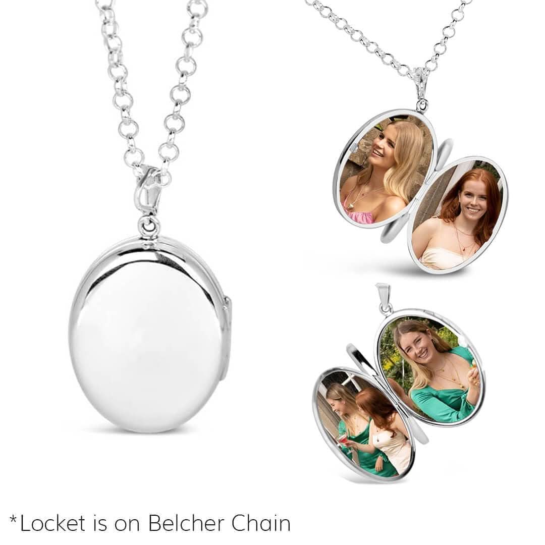 4 Photo Silver Expanding Oval Locket Necklace - Personalized Engravable Keepsake for Loved Ones | Perfect for Anniversaries, Weddings & Memorial Gifts