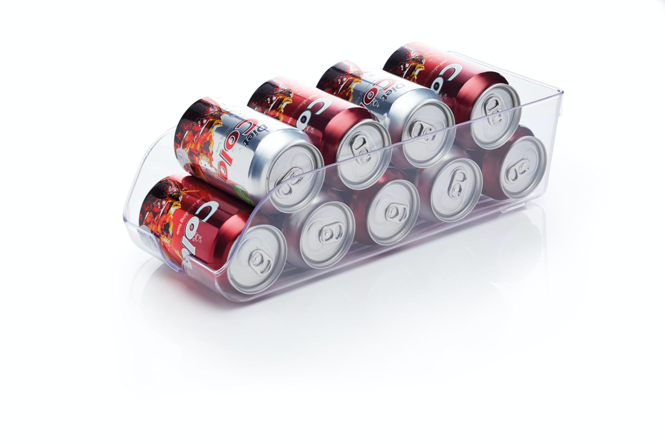 KitchenCraft Refrigerator Organizer - 34.5 x 14 x 9.5 cm Clear Plastic Fridge Storage Bin for Soda Cans, Beer Bottles & Beverages - Space Saving Kitchen Organization for Pantry, Garage or Office Break Room
