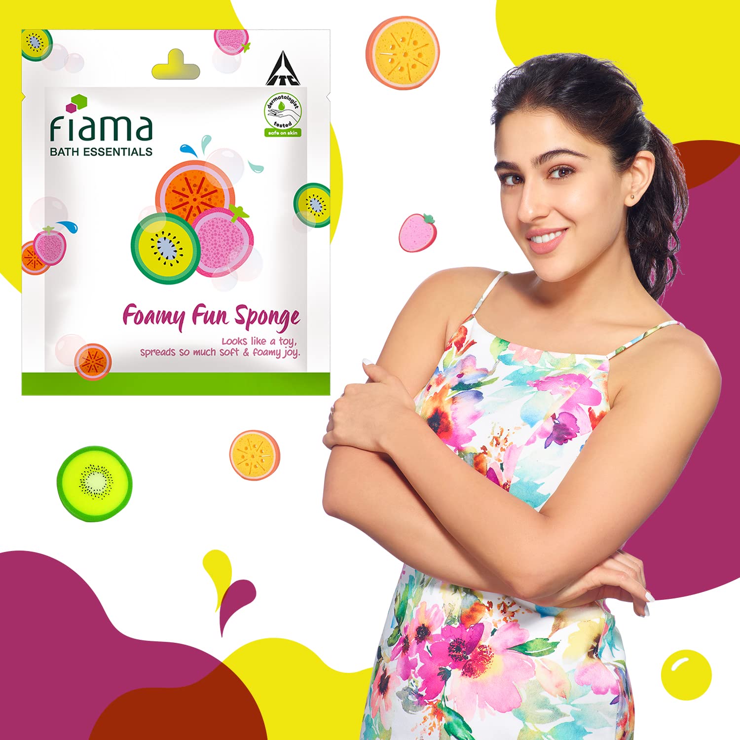 Fiama Bath Essential Foamy Fun Sponge & Puff-a-Loofah Set - Exfoliating Body Scrubber for Shower and Bath (Colors May Vary) - Perfect for Spa Day, Gift Ideas & Daily Skincare Routine