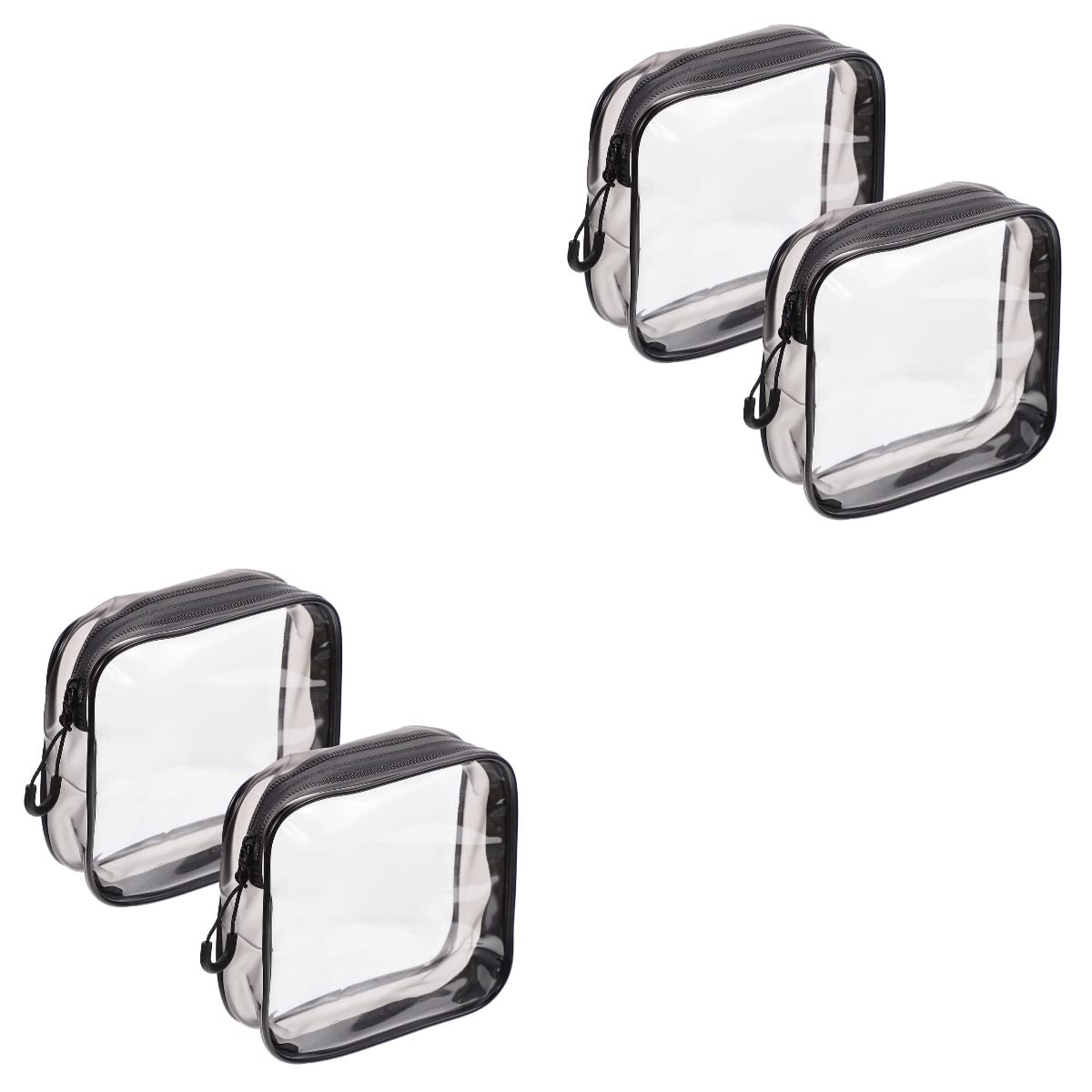 EXCLUZO 4-Piece Clear Waterproof Makeup Organizer Set - Transparent Travel Cosmetic Bag, Toiletry Pouch & Wash Bag for Women | Perfect for Airplane Carry-On, Gym Essentials & Bathroom Storage (Black)