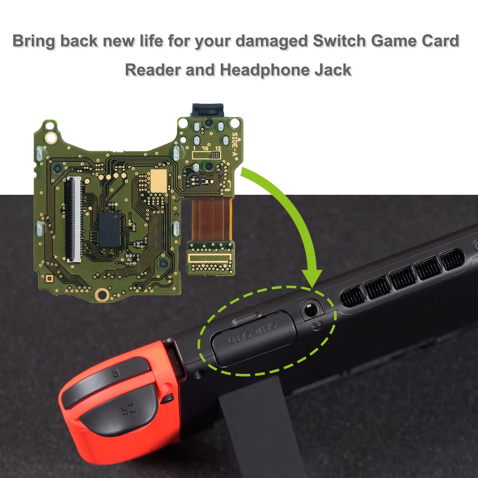 Nintendo Switch Game Card Reader Replacement - Compatible with NS Console, Repair Tool with Headphones Jack Plug Port | Fix Game Cartridge Slot Issues for Switch Gaming & Travel Use