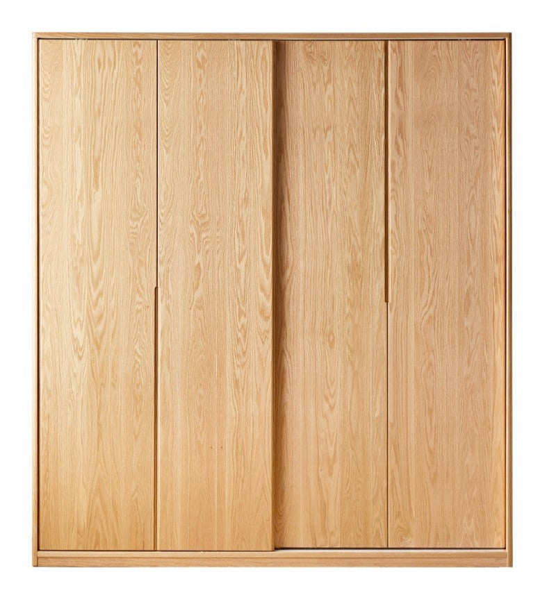 Solid Oak Wood Sliding Door Wardrobe - Durable & Stylish Closet Storage for Bedroom, Living Room, and Office Organization