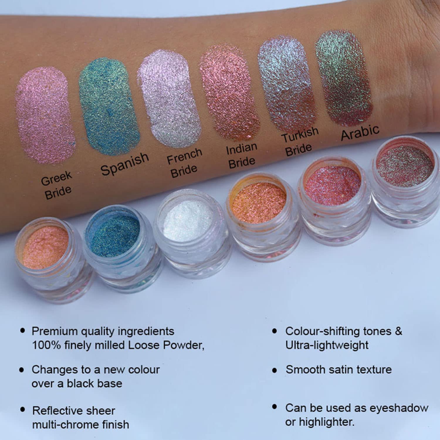 Multichrome Duochrome Eyeshadow Glitter Pigment - Turkish Bride Shade | Long-Lasting, Highly Pigmented Makeup for Parties, Cosplay & Special Occasions
