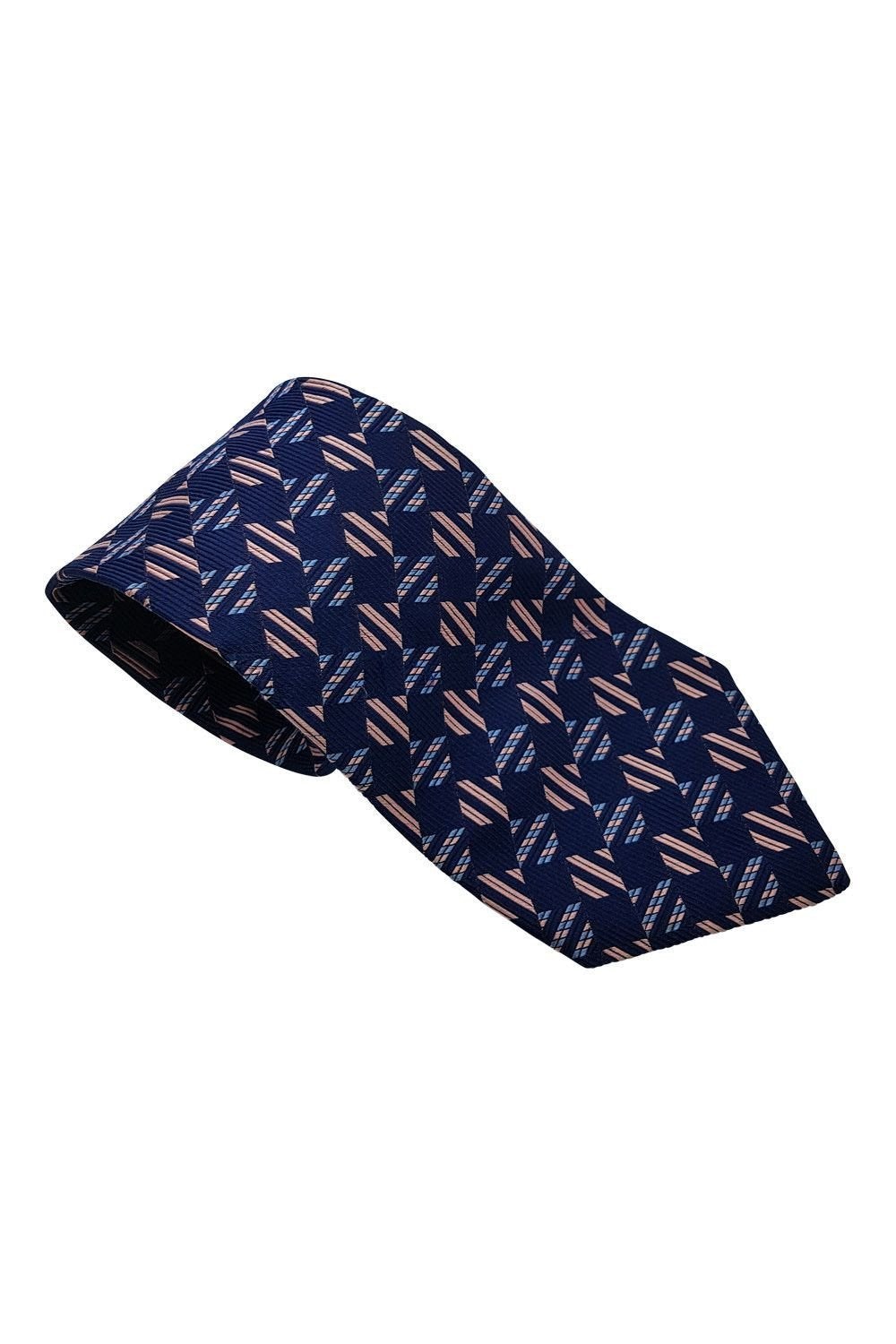 HAWES & CURTIS 100% Silk Classic Length Blue and Pink Men's Necktie (59
