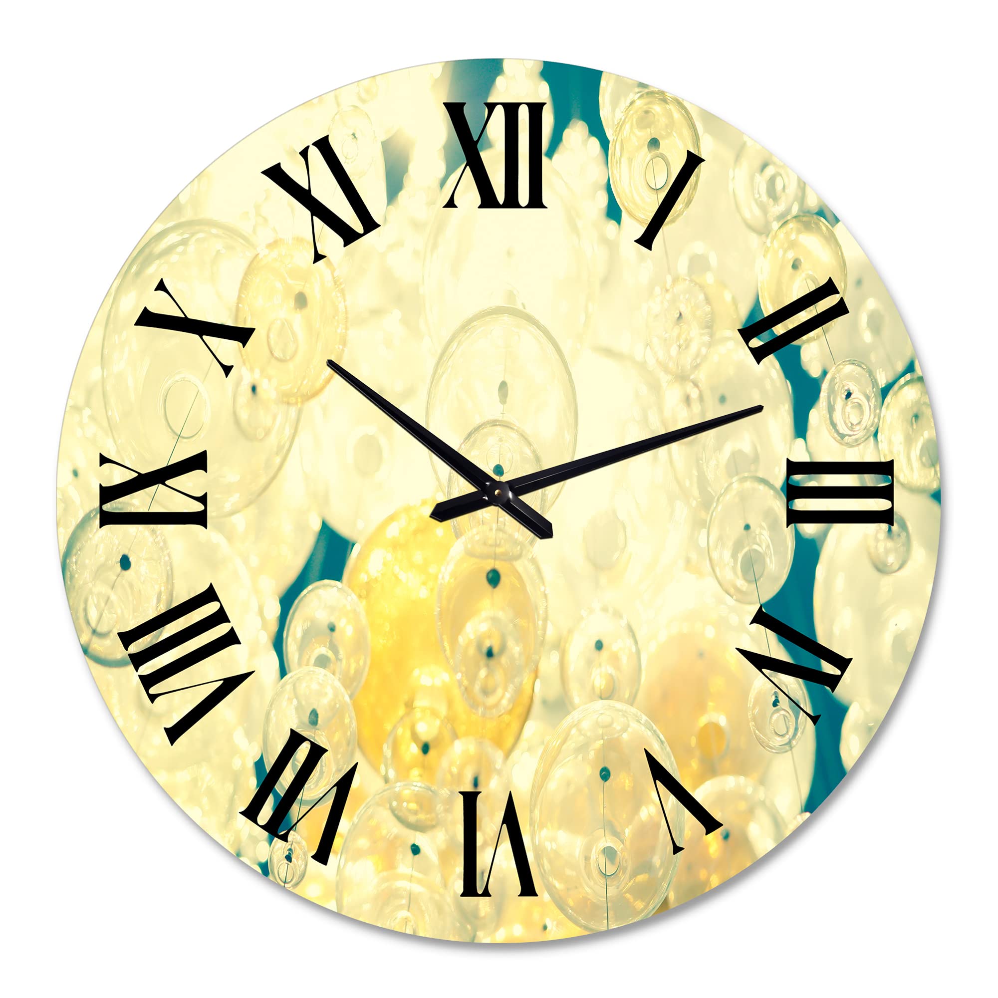 Abstract Chandelier Ball Design Modern Wall Clock - Large Fractal Art Timepiece for Kitchen, Living Room & Office Decor | Silent Non-Ticking Home Décor