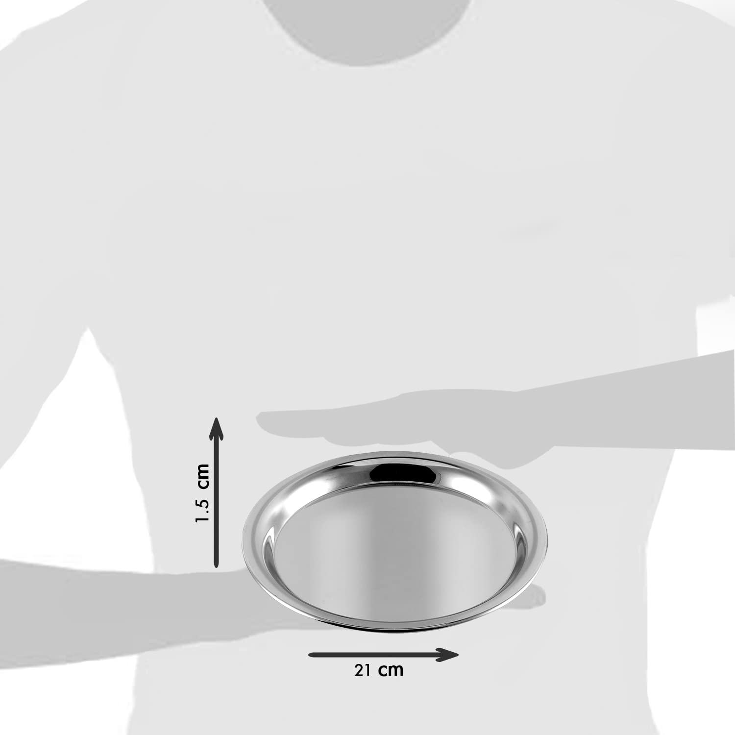 Premium Stainless Steel Thali Plate Set of 6 (20cm) - Mirror Finish Food-Grade Indian Serving Plates - Durable Dinnerware with 2-Year Warranty - Perfect for Indian Cuisine, Restaurants & Home Dining