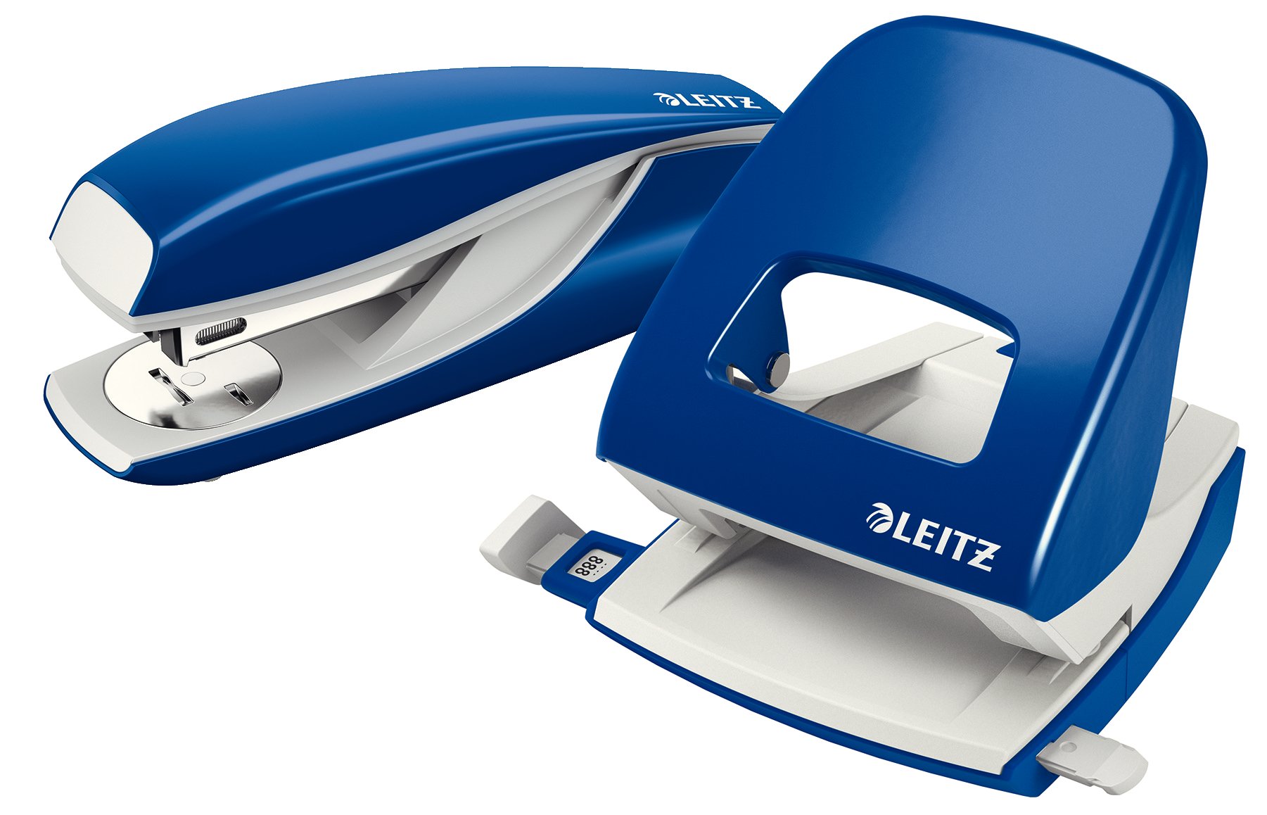 Leitz NeXXt 50950035 Office Set - 5008 Hole Punch & 5502 Stapler in Black | Heavy Duty Paper Puncher & Stapler Combo for Home Office, School, Business | Blister Packaged