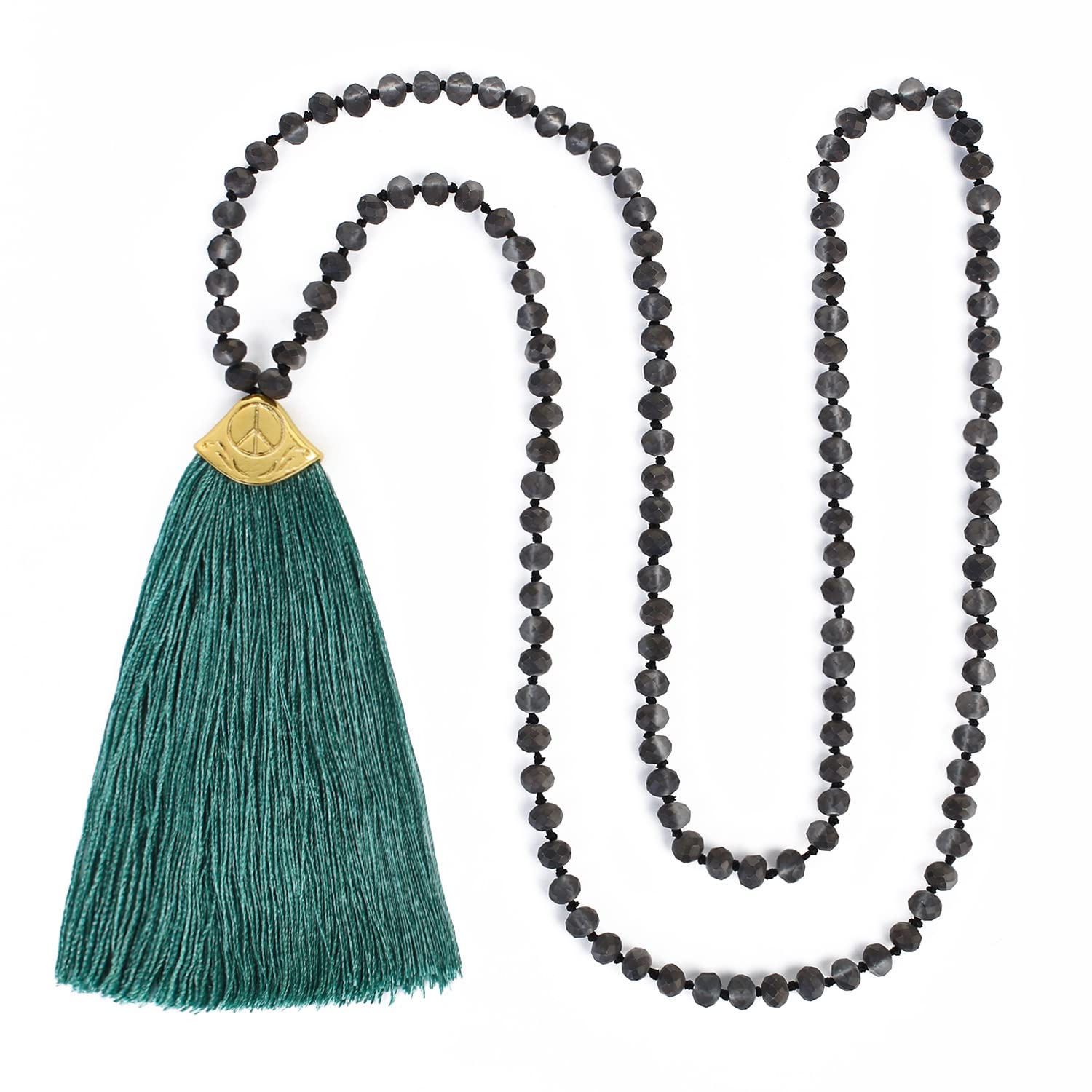 KELITCH Handmade Crystal Beads Necklace for Women - 6MM Tassel Pendant Statement Jewelry with Sparkling Beads | Perfect for Parties, Weddings & Evening Events