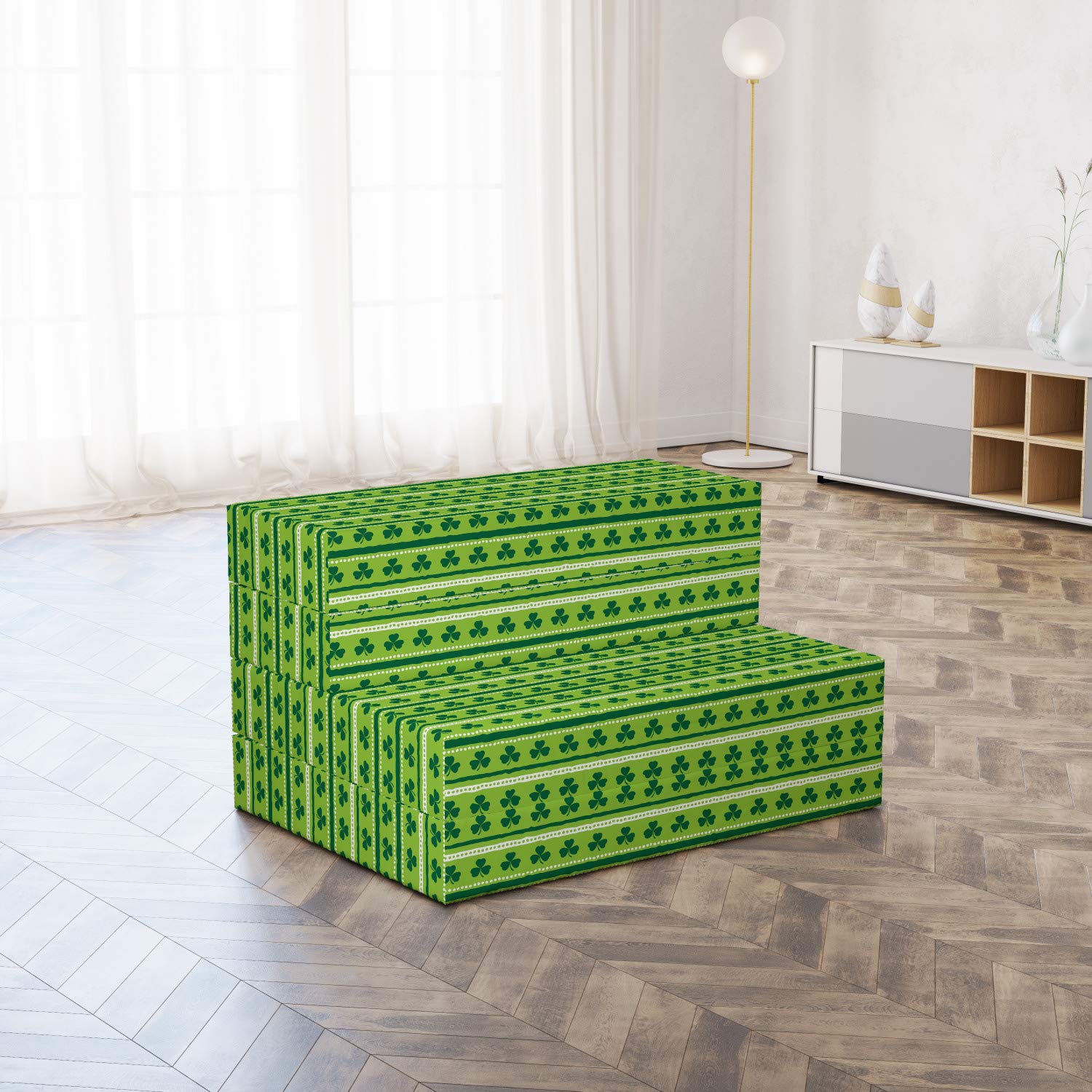 Ambesonne Foldable Mattress - Traditional Irish Clovers Design, 74.8
