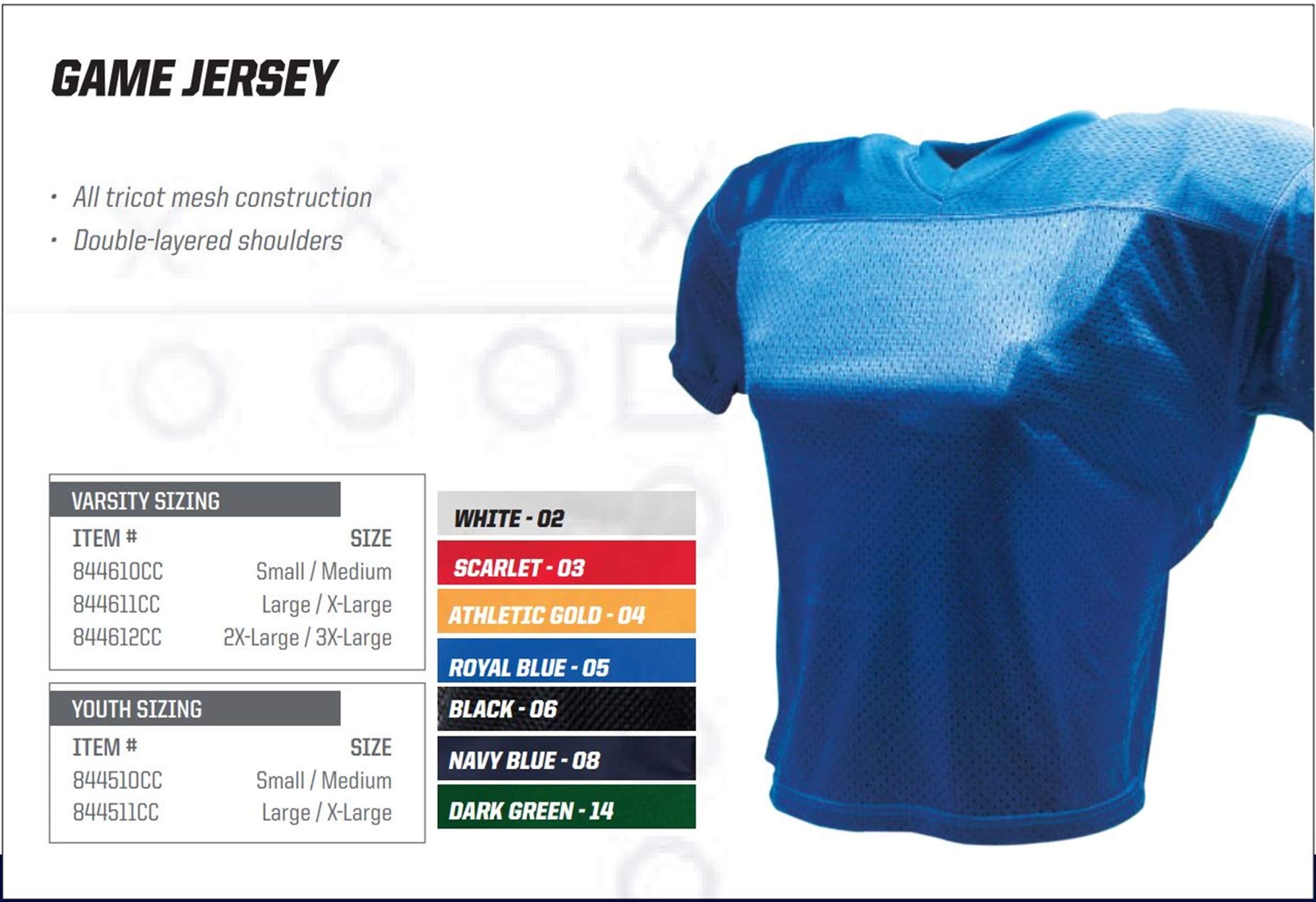 Schutt Sports Varsity Game Football Jersey - Durable & Lightweight for High School & College Players - Perfect for Practice, Games & Team Uniforms