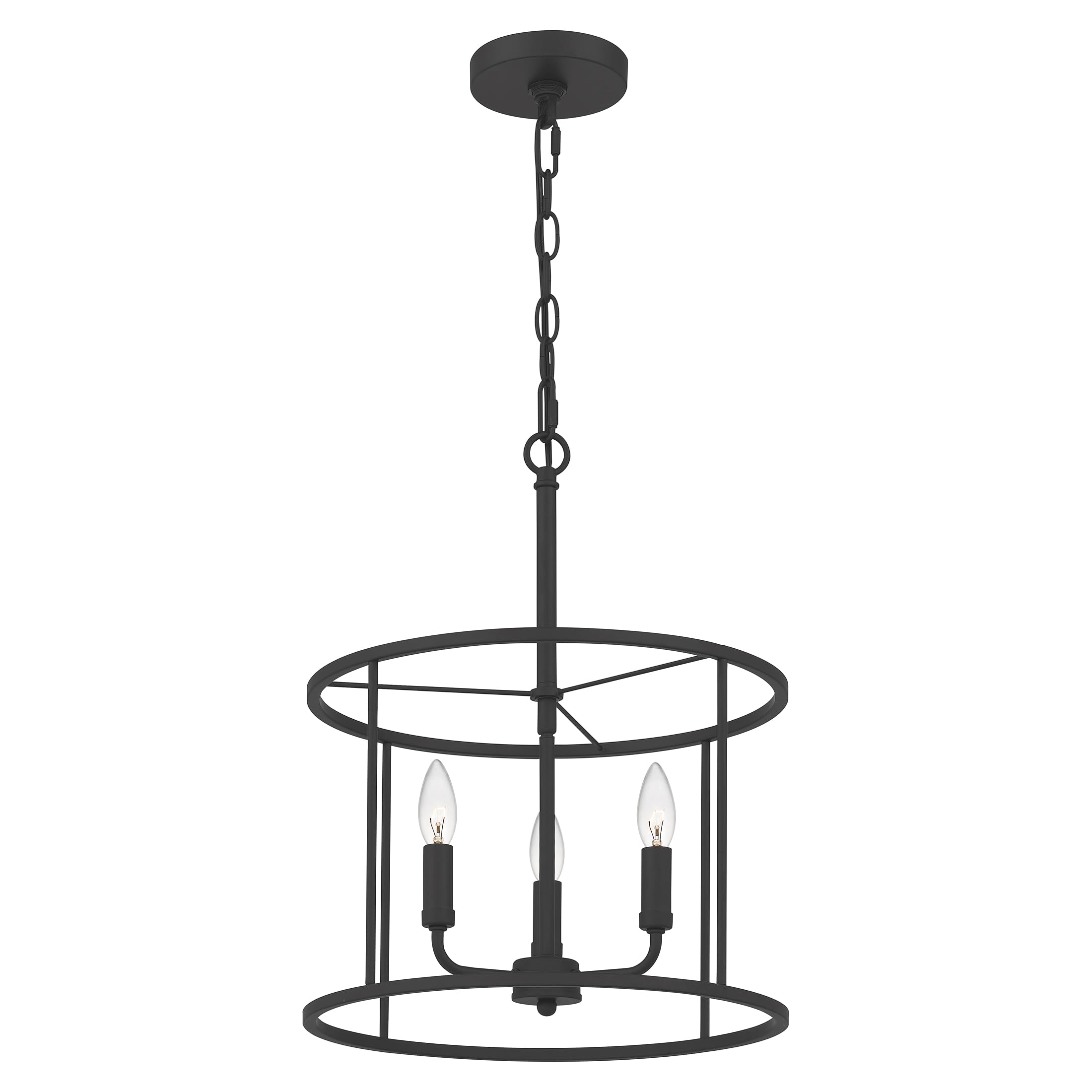 Quoizel Abner 3-Light Matte Black Pendant Light Fixture - Modern Industrial Dining Room Lighting for Kitchen Island, Bar, or Entryway