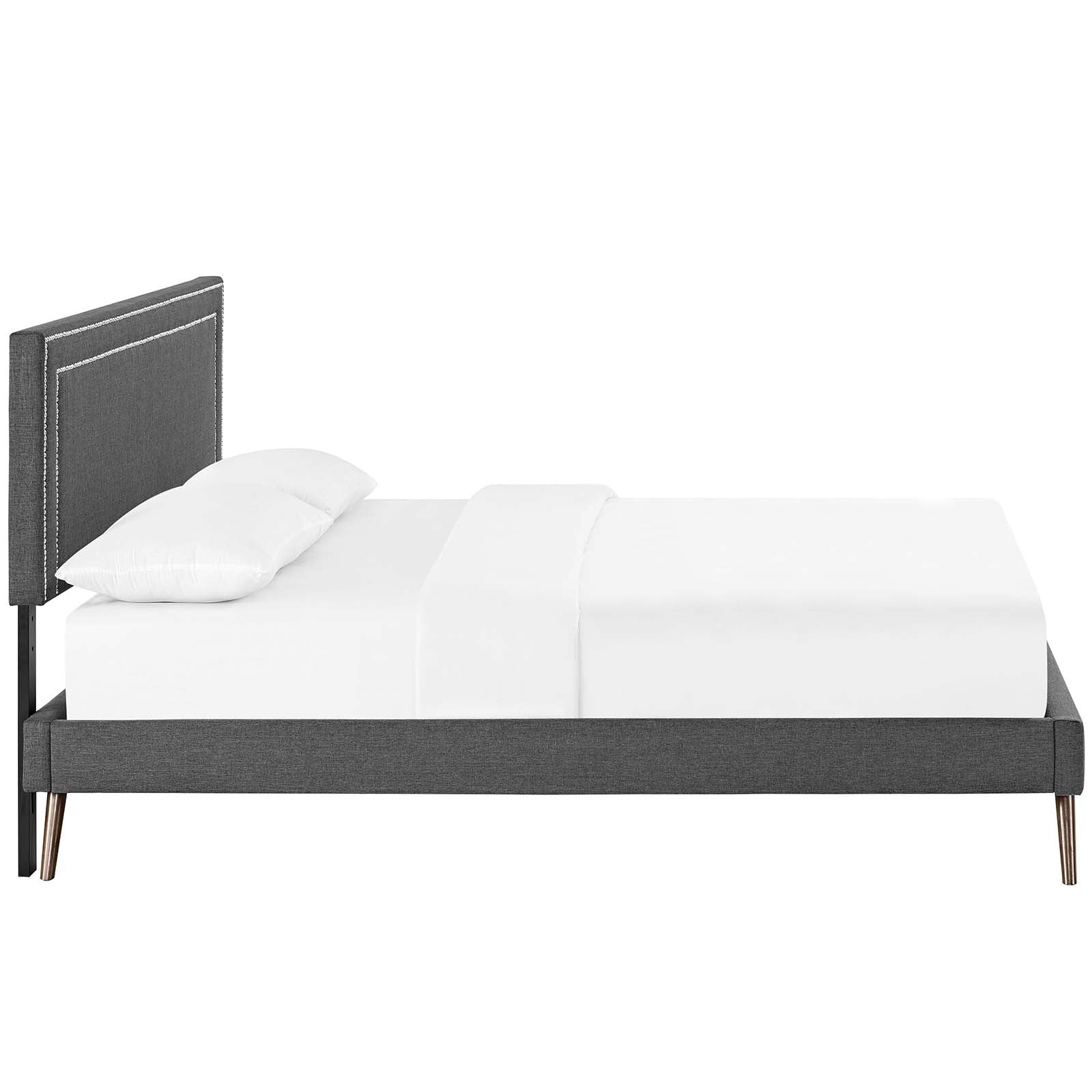 Virginia Fabric Platform Bed with Round Splayed Legs - Modern Upholstered Bed Frame for Bedroom - Perfect for Master Bedroom, Guest Room or Apartment