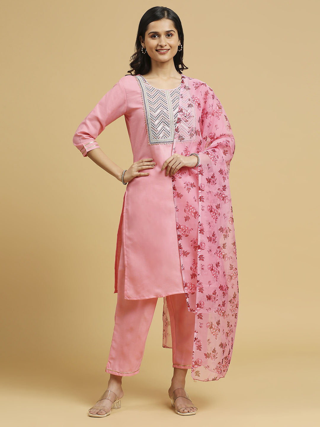 Trendy Baby Pink Floral Printed Cotton Pant Suit for Girls - Perfect for Birthday Parties, Festivals & Special Occasions