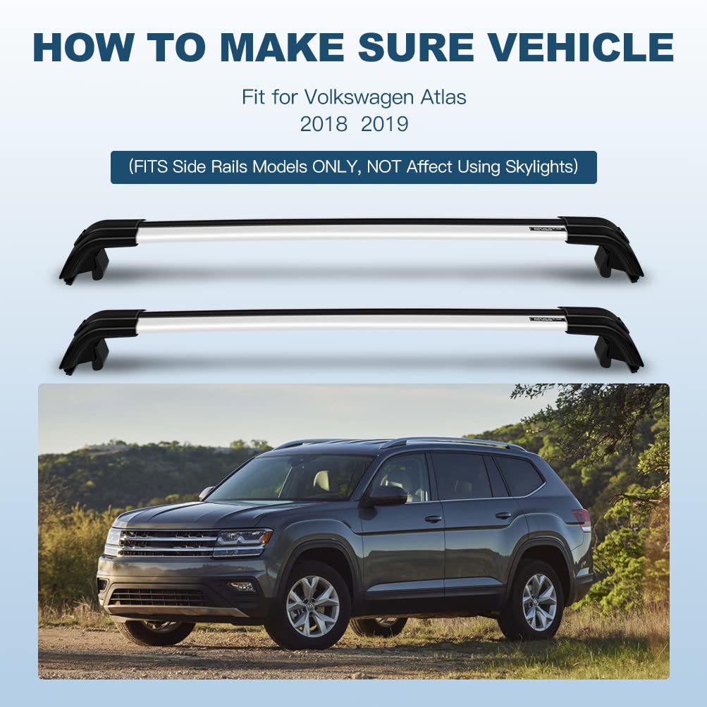 ECCPP Aluminum Roof Rack Cross Bars - Heavy Duty Cargo Carrier Rails Compatible with Volkswagen Atlas 2018-2019 Models | Perfect for Road Trips, Camping Gear & Outdoor Adventures