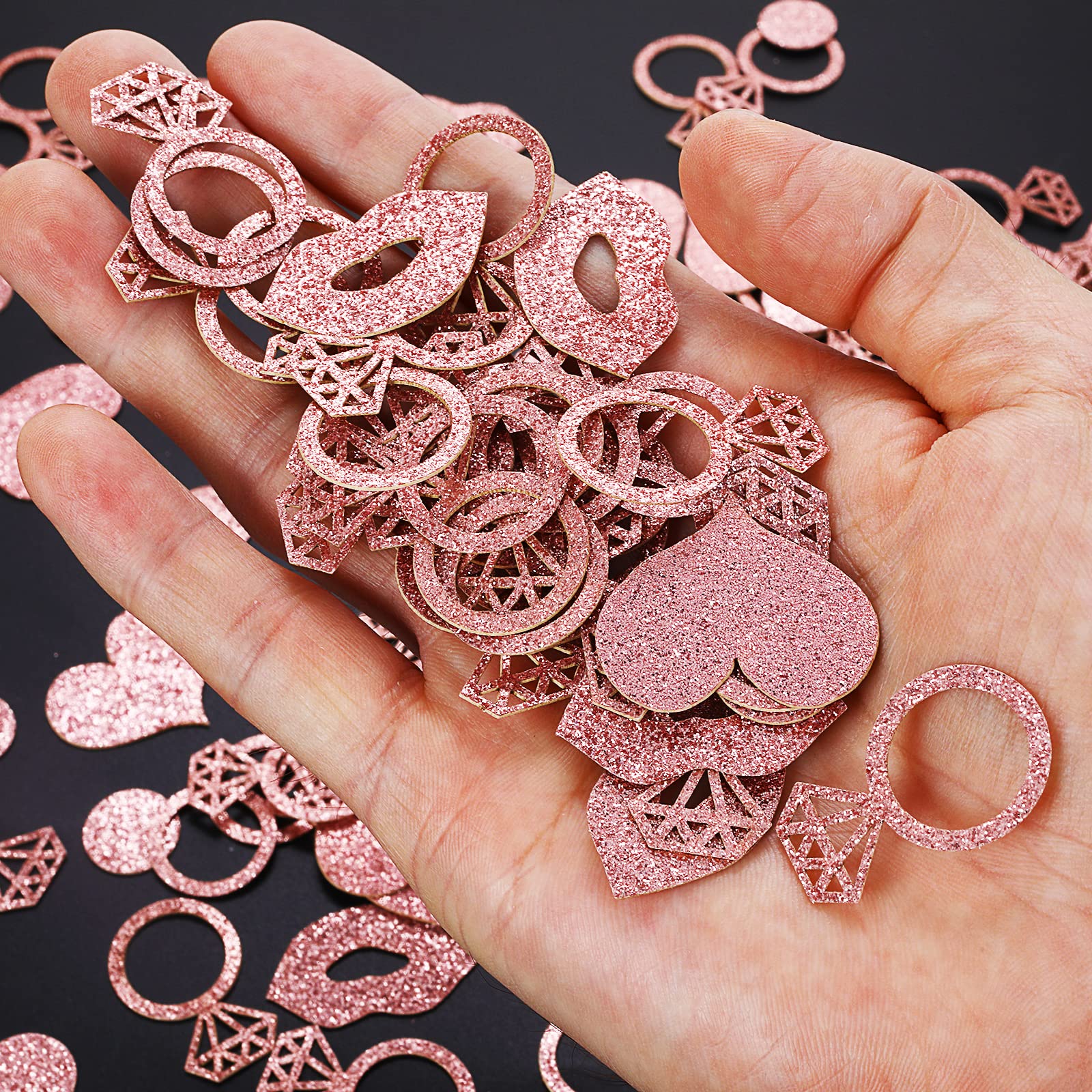 Grevosea 200Pcs Rose Gold Diamond Ring Confetti - Elegant Bachelorette Party Decorations for Wedding, Engagement & Birthday Celebrations - Perfect for Table Scatters, Photo Backdrops & Gift Wrapping