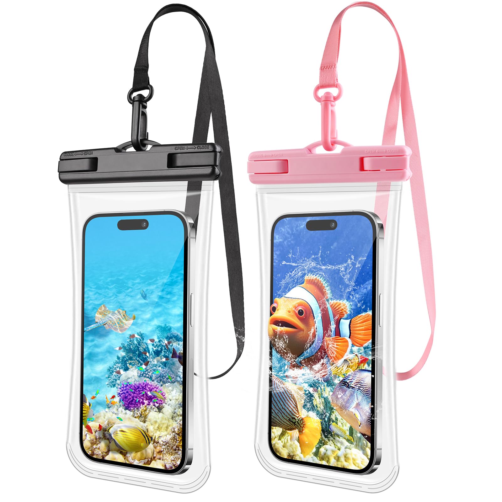 2 Pack Waterproof Phone Pouch [3D] - IPX8 Clear Dry Bag for iPhone 15 Pro Max 14 13 12 11 & Samsung Up to 7.2