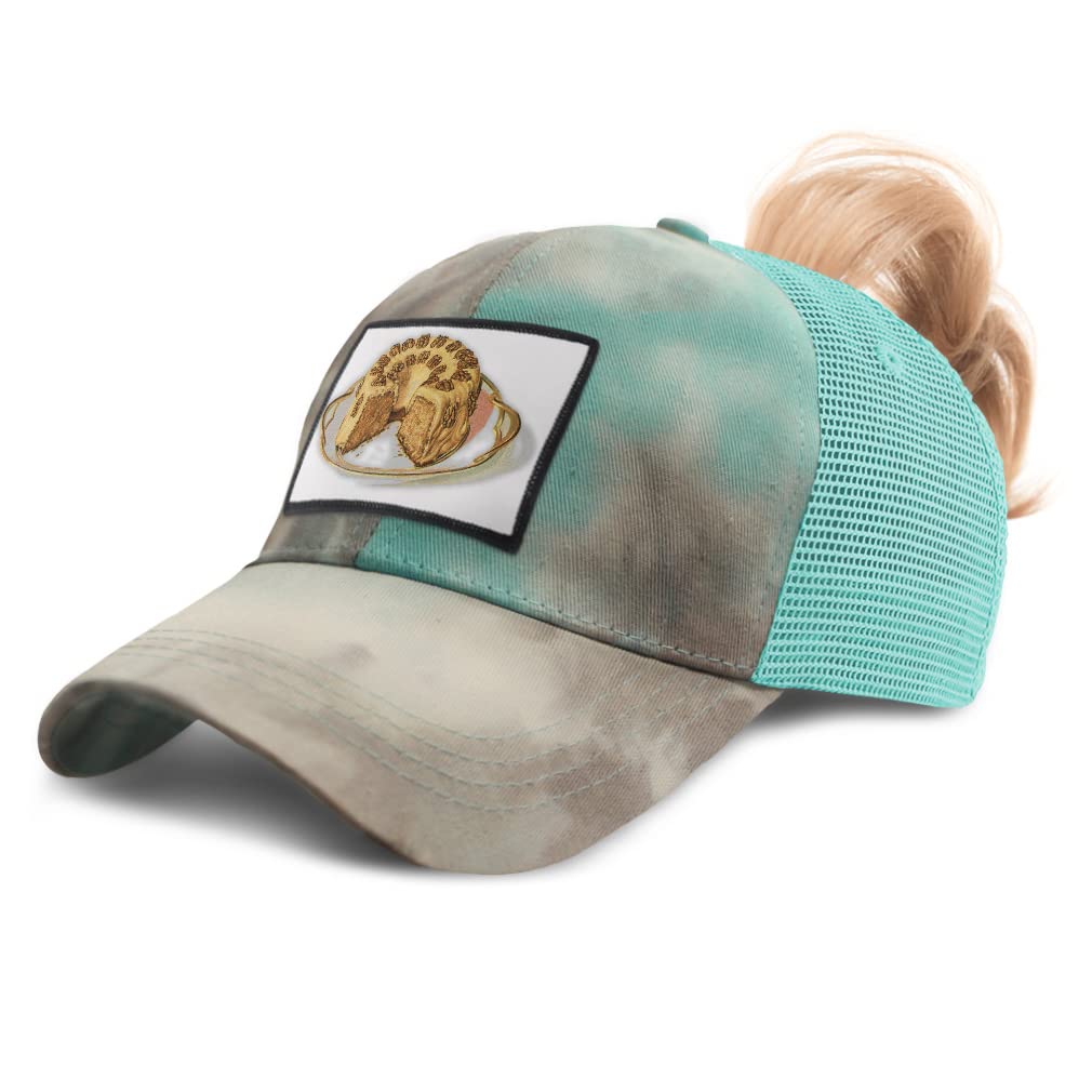 Women's High Ponytail Cap - Vintage Butter Cakes Design for Baking & Dessert Lovers | Perfect for Cafes, Bakeries & Tea Parties