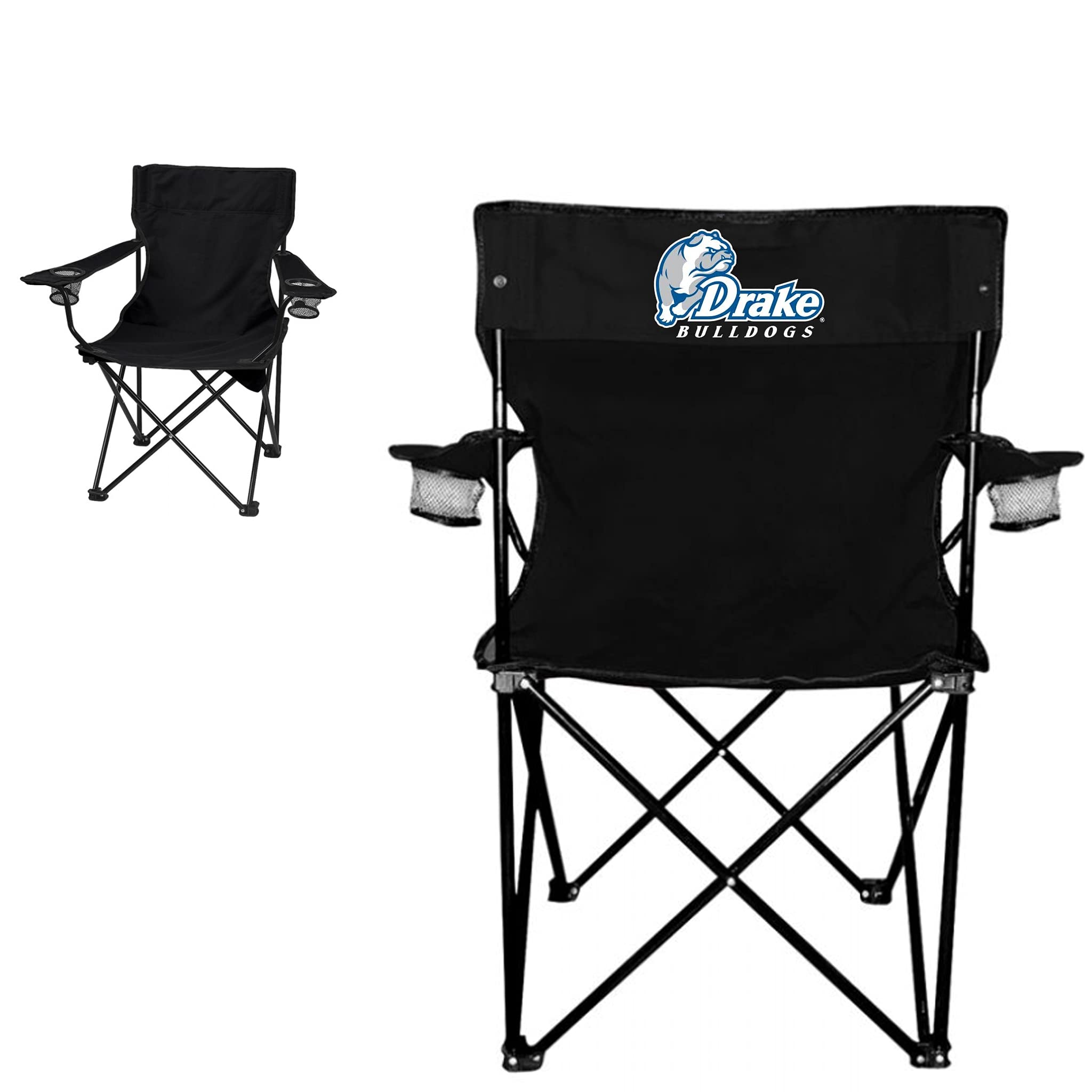 Drake University Bulldogs Black Folding Camping Chair - Portable Outdoor Chair with Carry Bag for Camping, Picnics, Beach & Tailgating | VictoryStore