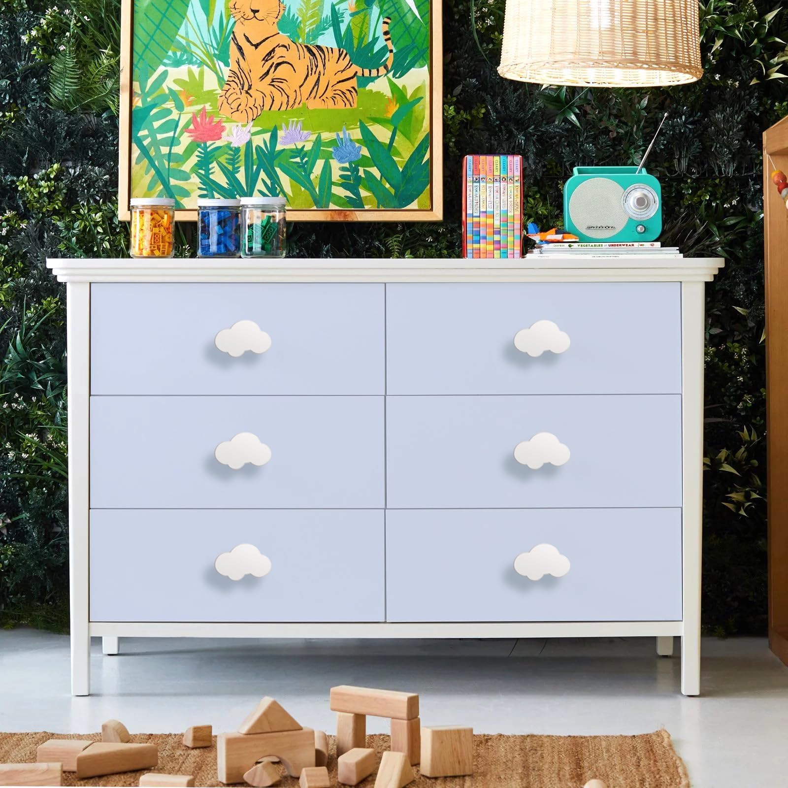 White Rubber Cabinet Knobs - Cloud Shape for Nursery & Closet
