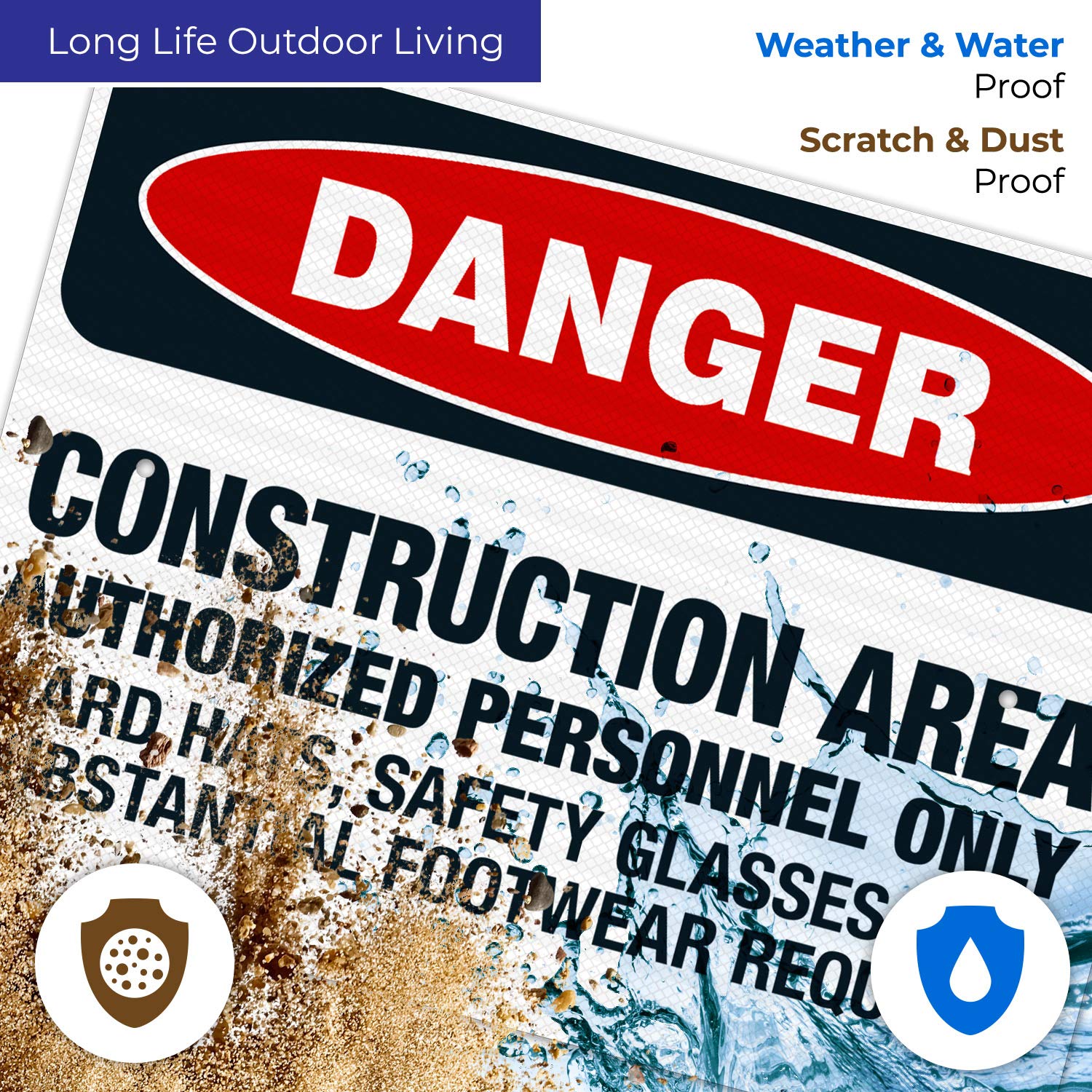 OSHA Approved Construction Safety Sign - Authorized Personnel Only, Safety Glasses Required - 18x24 Inch Reflective Aluminum Sign for Job Sites - Durable 3M EGP .080 Aluminum, Weatherproof for Indoor/Outdoor Use - Made in USA - Perfect for Construction Zones, Warehouses & Industrial Areas