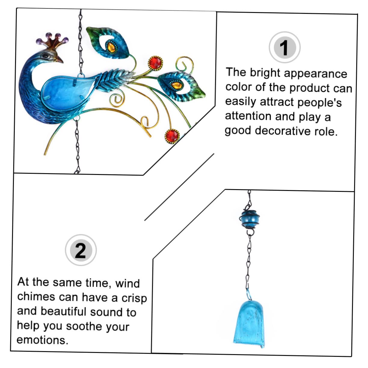 NOLITOY 6-Piece Outdoor Wind Chimes Set - Handcrafted Bird Wind Bell Decor for Garden, Patio & Porch - Soothing Wind Chime for Relaxation & Home Decoration
