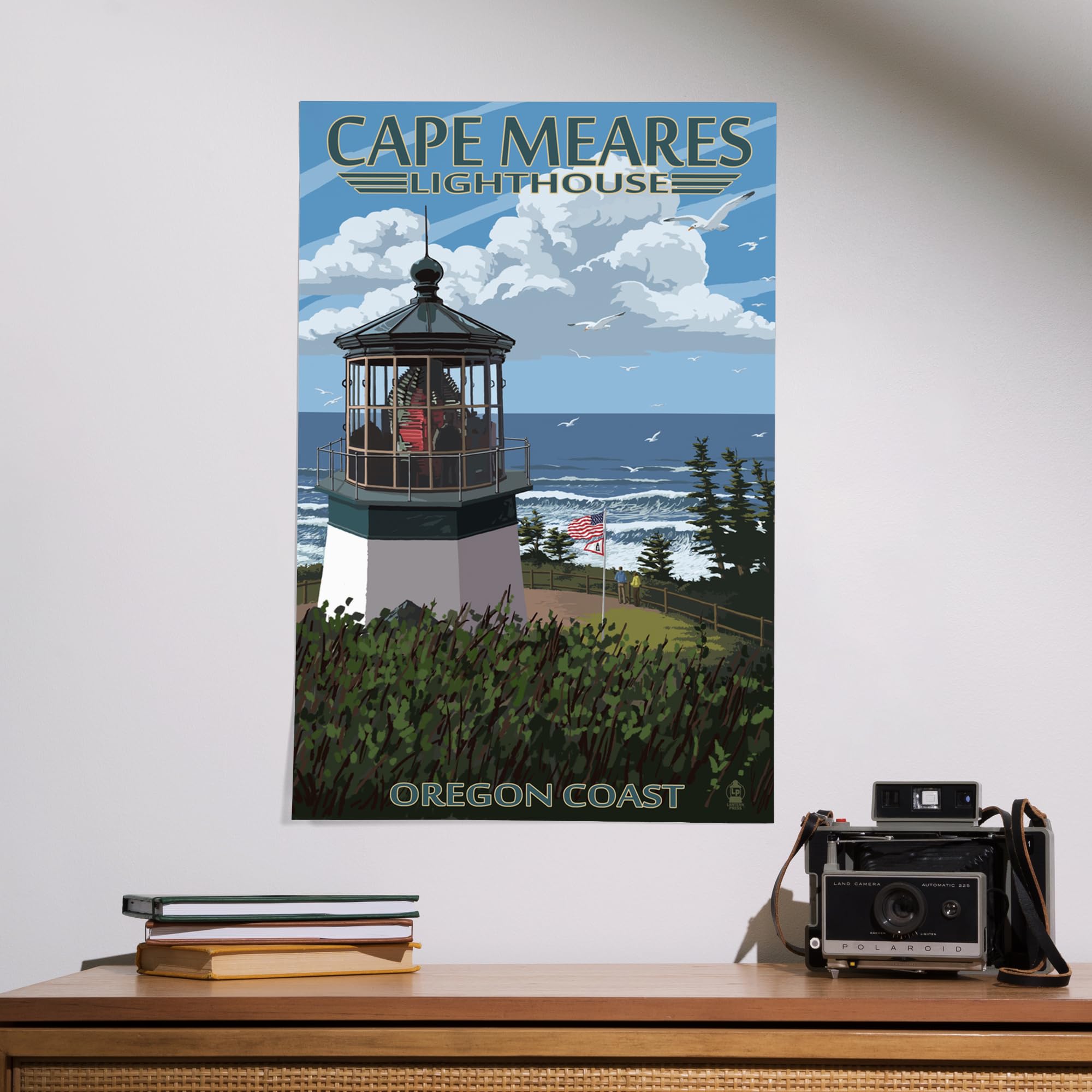 Lantern Press 16x24 Inch Giclee Art Print - Cape Meares Lighthouse Oregon Coast Wall Decor - Perfect for Living Room, Bedroom & Office Wall Art
