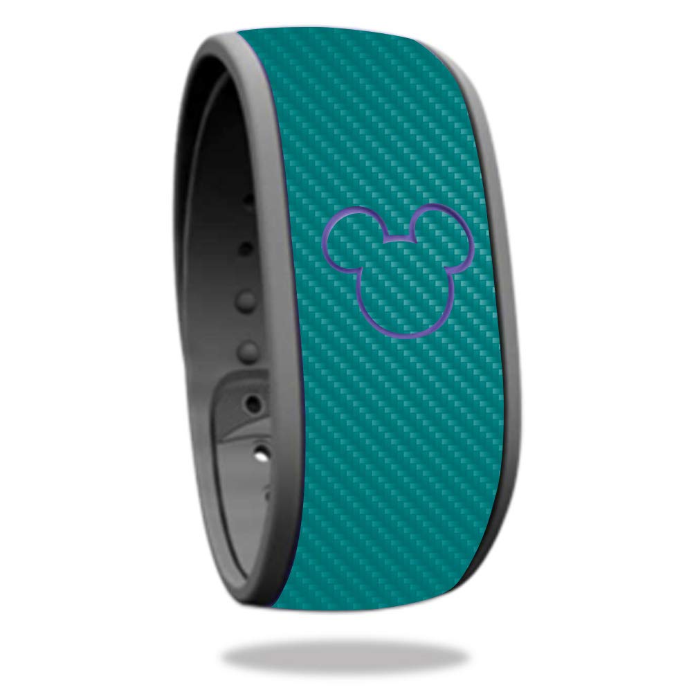 MightySkins Carbon Fiber Skin for Disney MagicBand - Teal | Protective & Durable | Easy to Apply | for Theme Parks & Travel