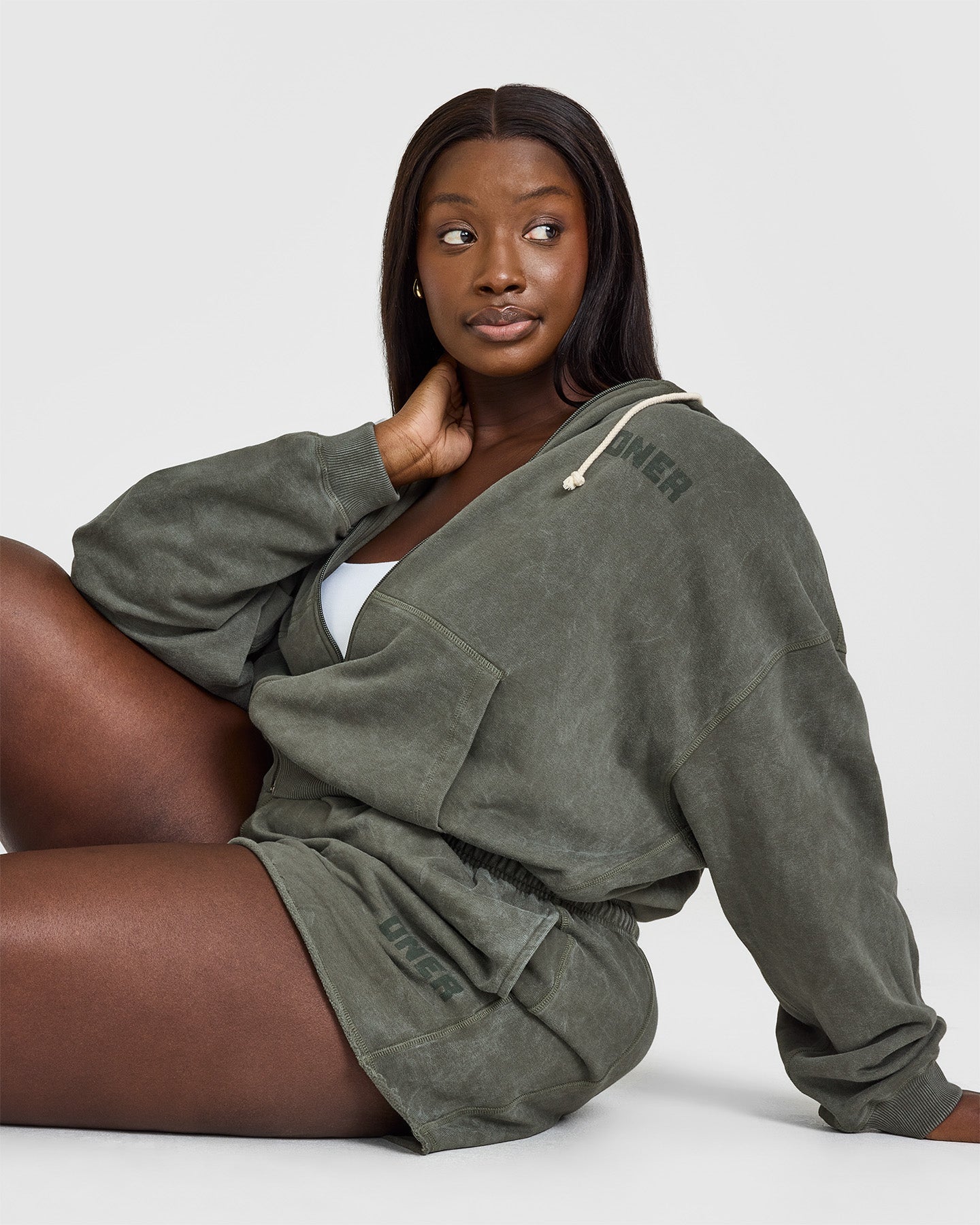 Raw Lounge Oversized Zip Hoodie for Men & Women - Soft Washed Dark Khaki Pullover | Cozy Loungewear for Home, Travel & Casual Outings