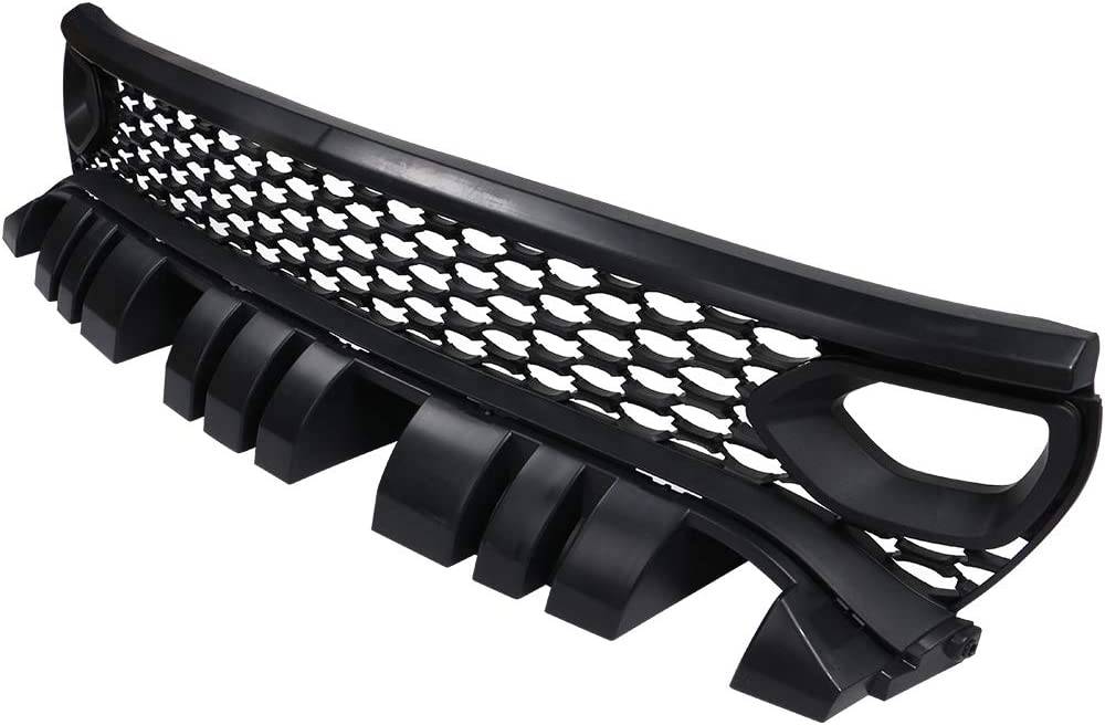 2015-2023 Dodge Charger Front Upper Grille Replacement - Unpainted Black ABS Plastic Bumper Grille for Enhanced Style & Protection | Perfect for Car Upgrades & Customization
