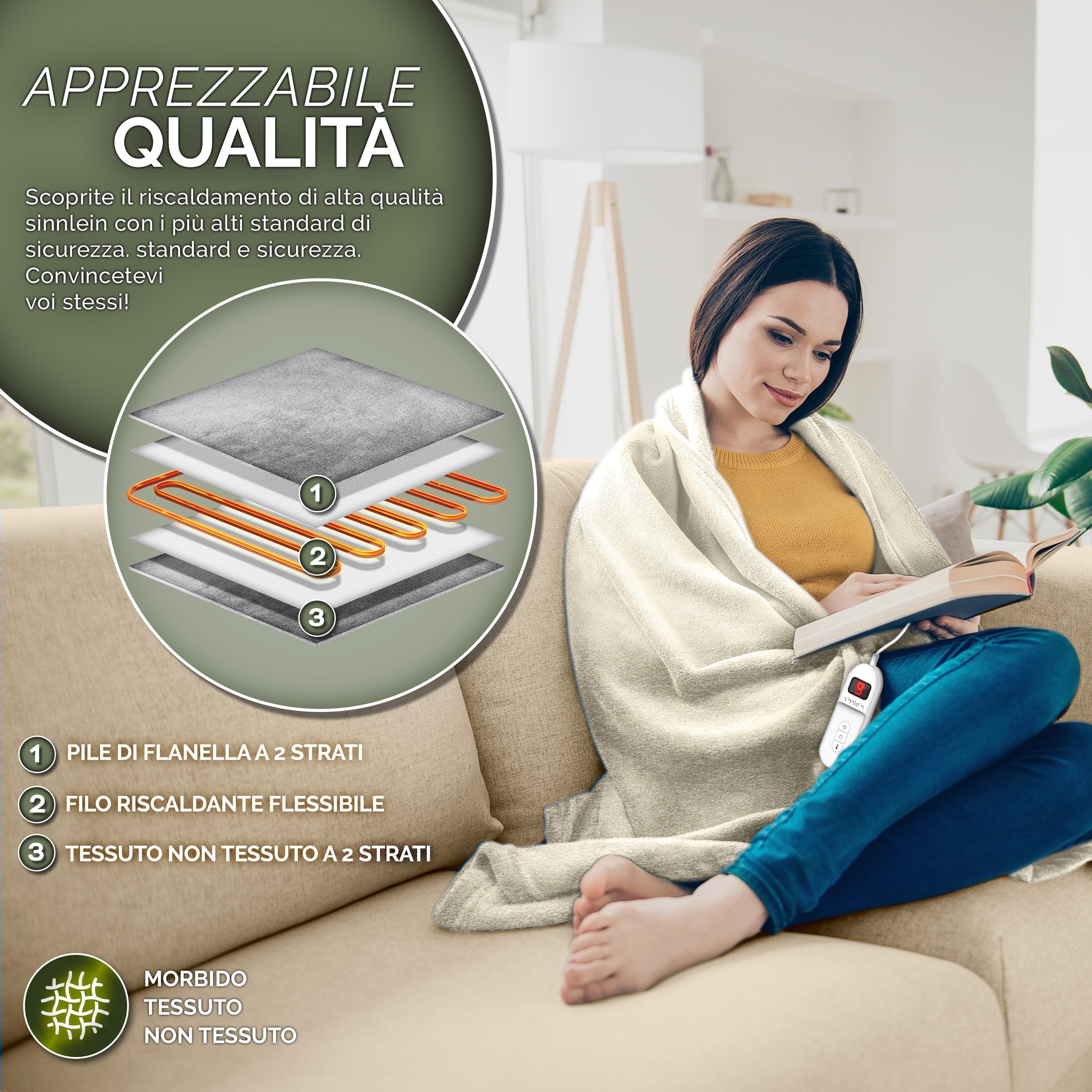 Sinnlein® Electric Under Blanket 160x120cm | Heated Mattress Cover with Auto Shut-Off | Thermal Mattress Protector | Adjustable Timer & 9 Heat Levels | Perfect for Winter Warmth & Cozy Nights