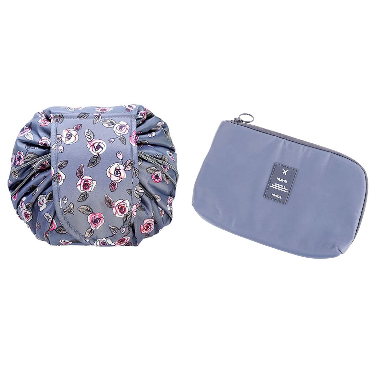 Favria 2-Piece Grey Cosmetic Bag Set for Women - Waterproof Makeup Organizer, Travel Toiletry Pouch & Vanity Storage Case - Perfect for Travel, Gym, and Daily Beauty Essentials