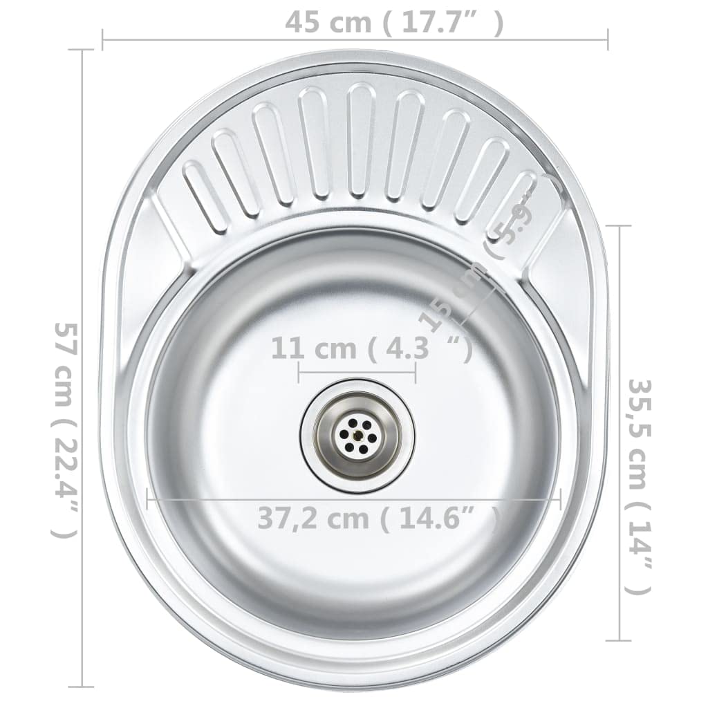 Premium Stainless Steel Kitchen Sink with Strainer & Drain - 16 Gauge Oval Design for Modern Kitchens | Perfect for Cooking, Washing Dishes & Food Prep