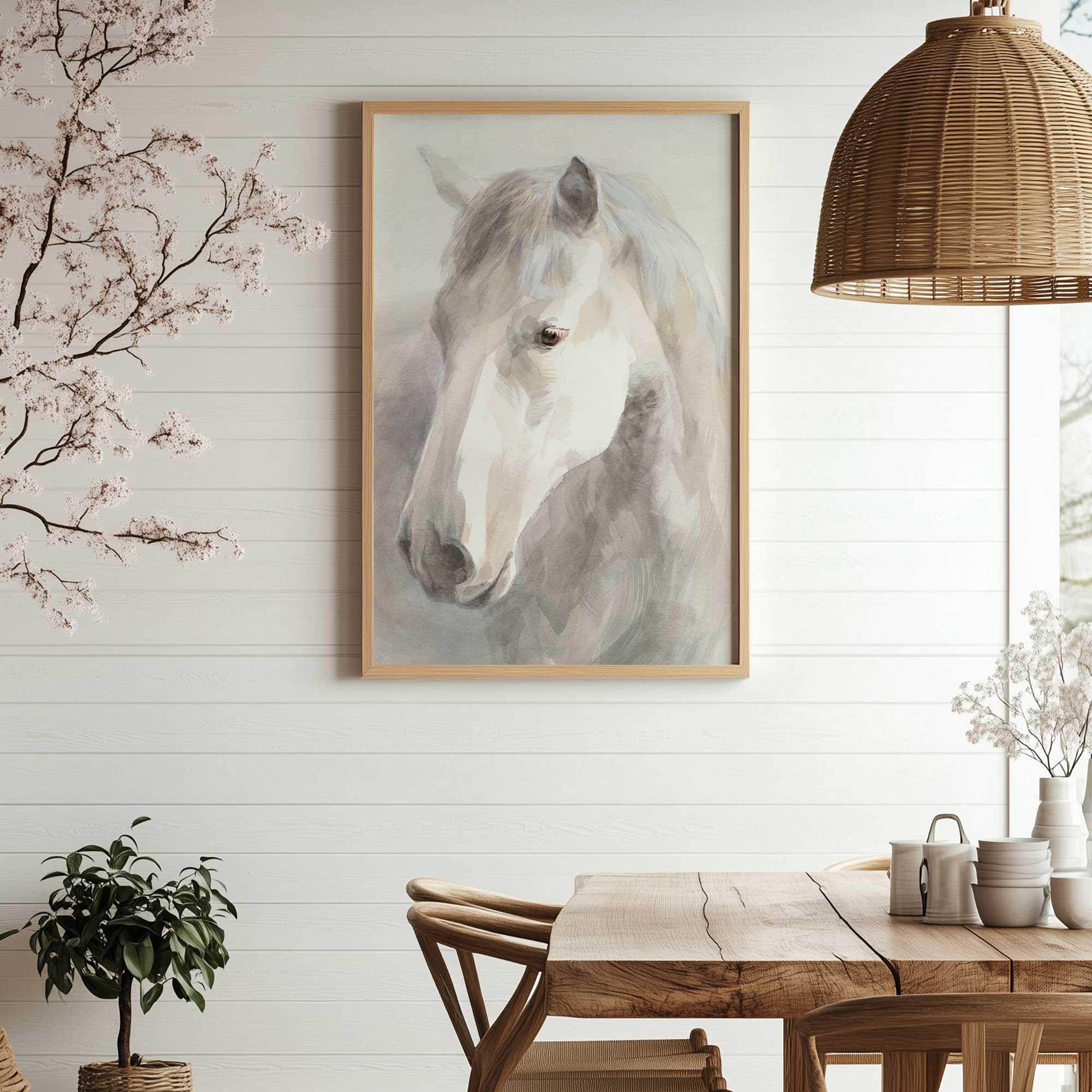 Dreamy White Horse Print T-Shirt - Elegant Equestrian Design for Women & Girls - Perfect for Riding, Casual Wear & Gifts
