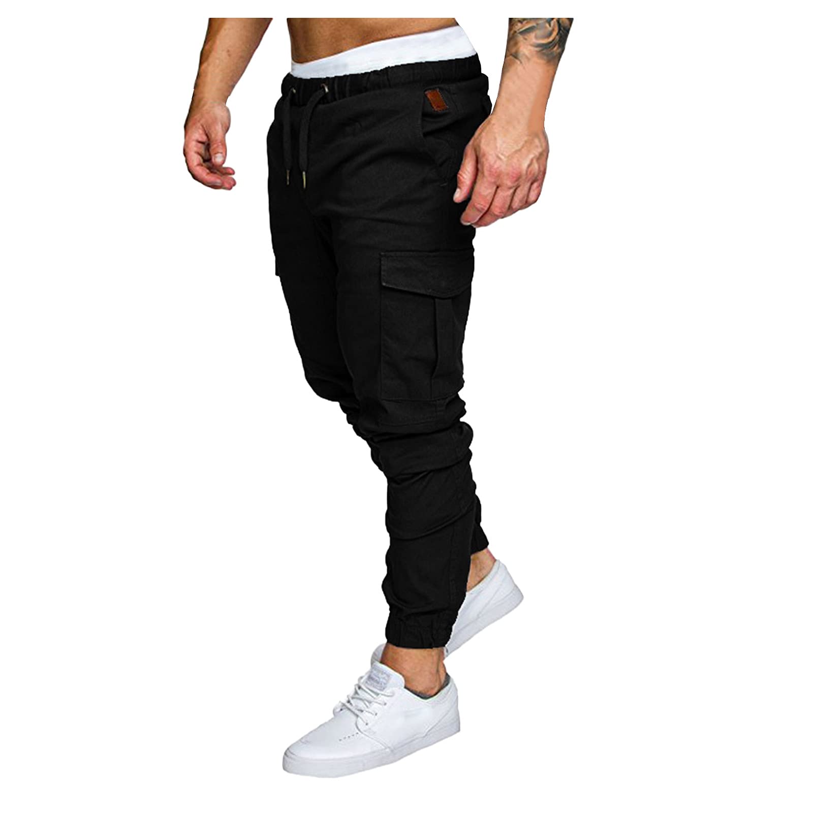 **XUETON Men's Slim Fit Jogger Cargo Pants - Athletic Sweatpants for Casual Wear & Workout - Black Long Pants for Men | Perfect for Gym, Running, Travel & Everyday Comfort**
