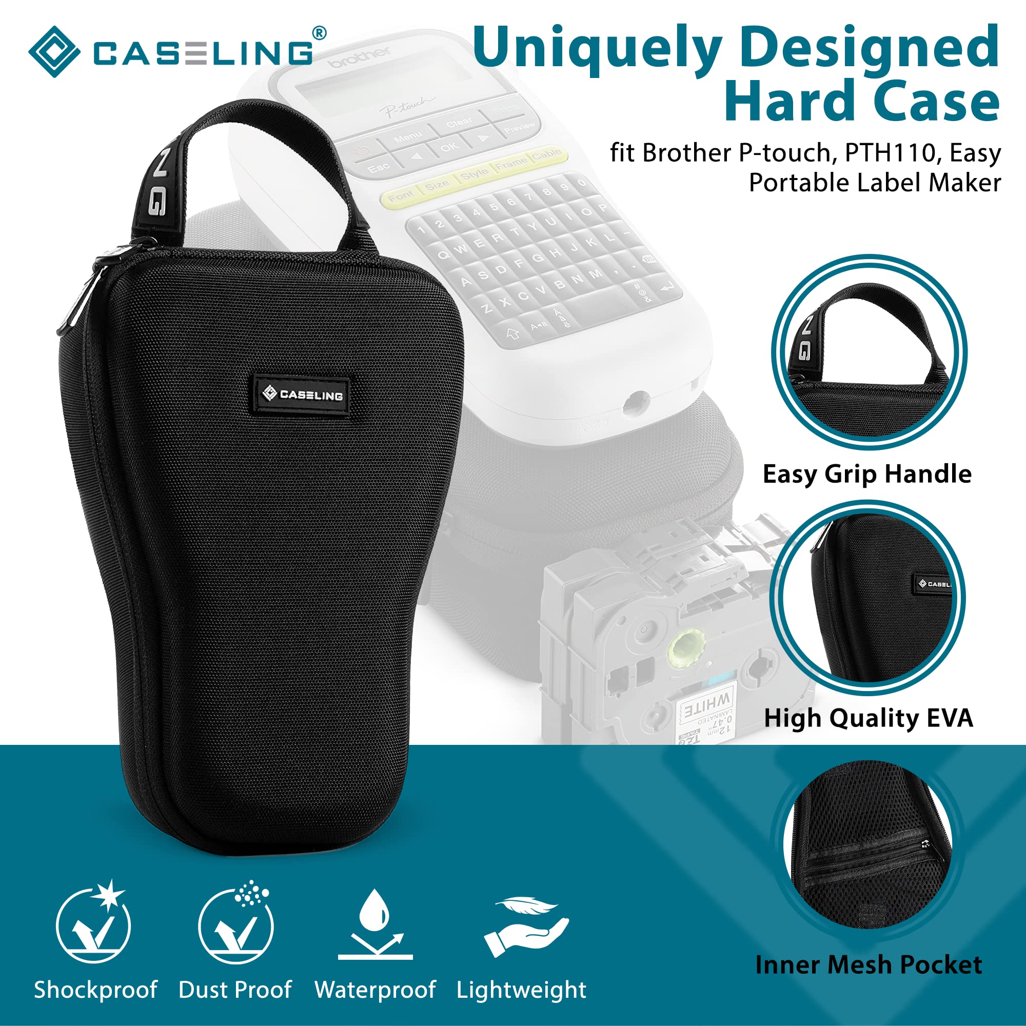 Caseling Hard Protective Case for Brother P-Touch PTH110 Label Maker - Durable Portable Storage (Case Only) | Perfect for Office, Home & Travel Organization